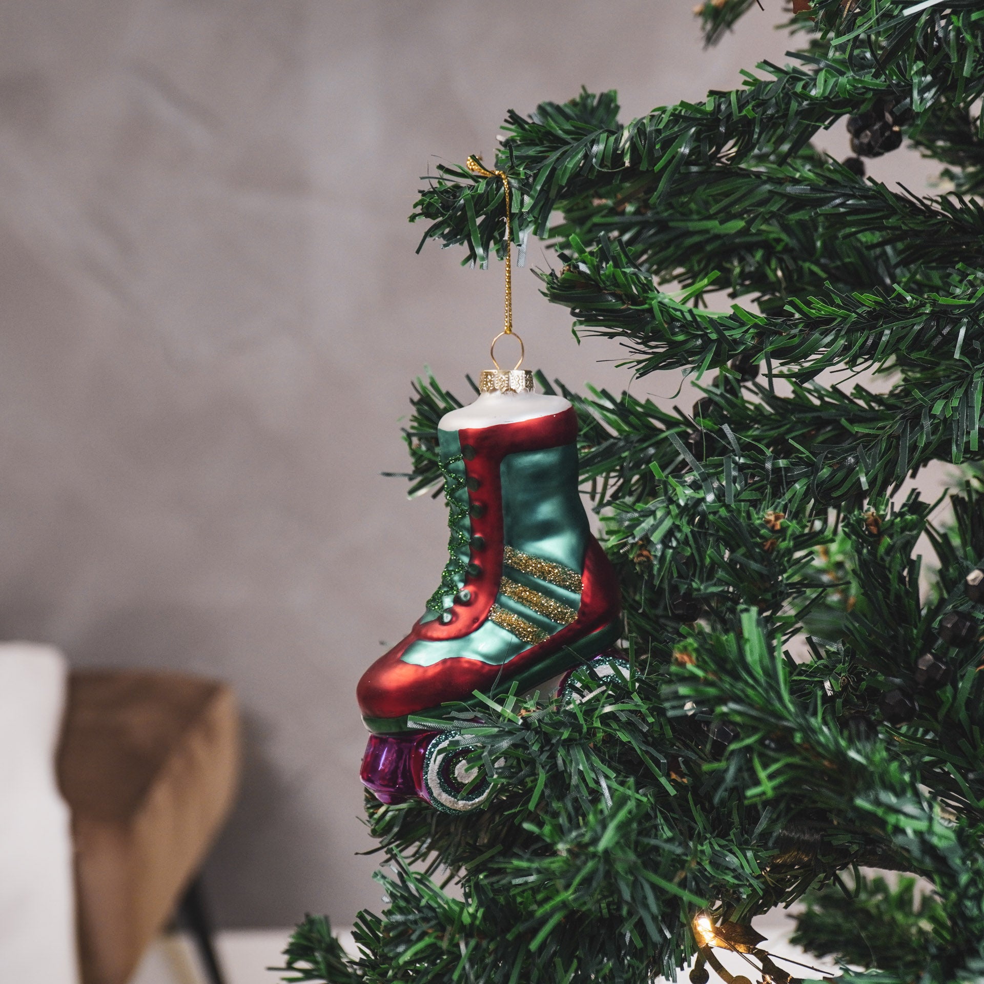 Kerstversiering - Kersthanger - Rolschaatsen - Glas - Meerkleurig - 8,5x3,5x11cm