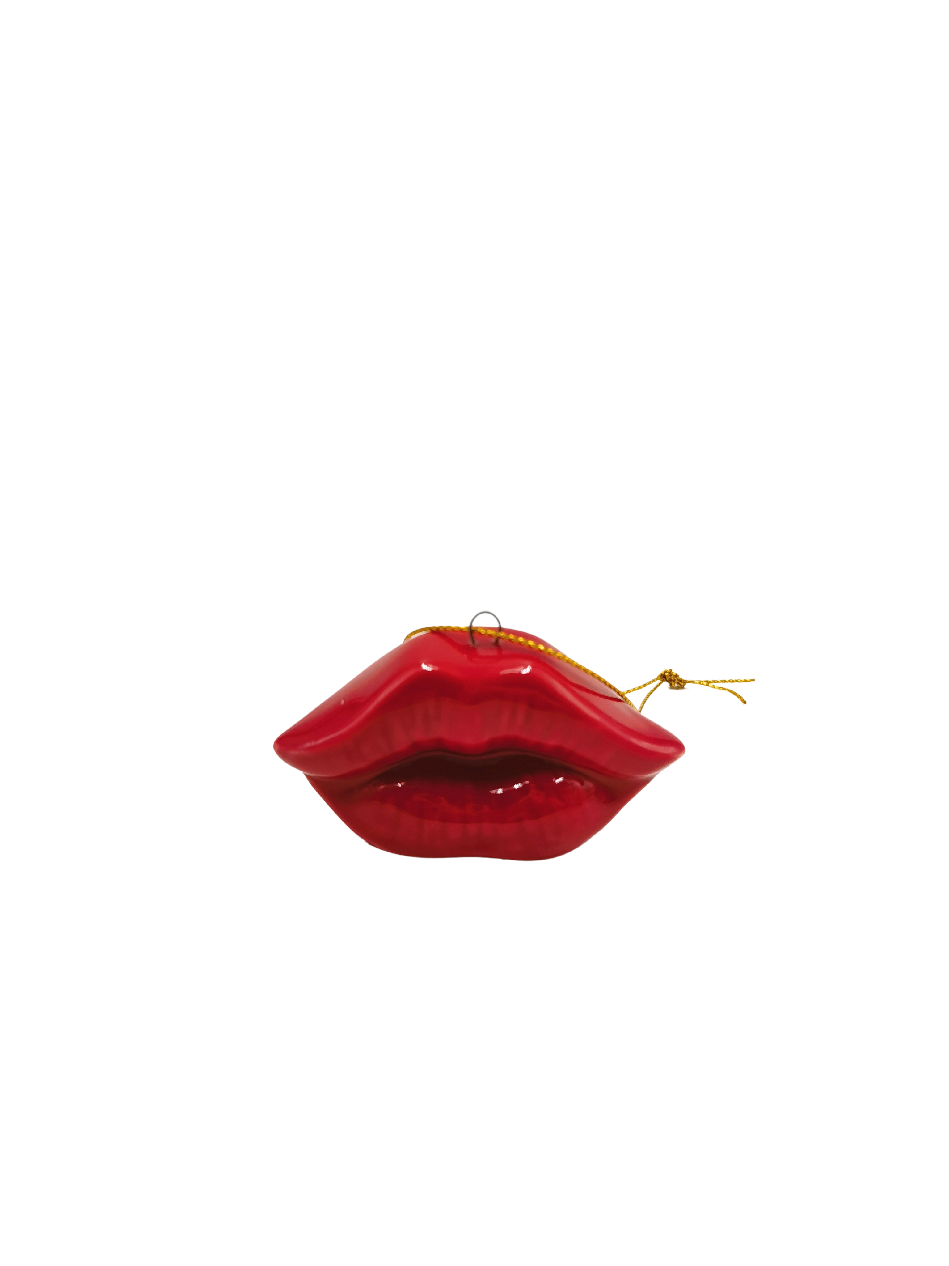 Kersthanger - Lip - Keramiek - Rood - 6,5x2x4cm
