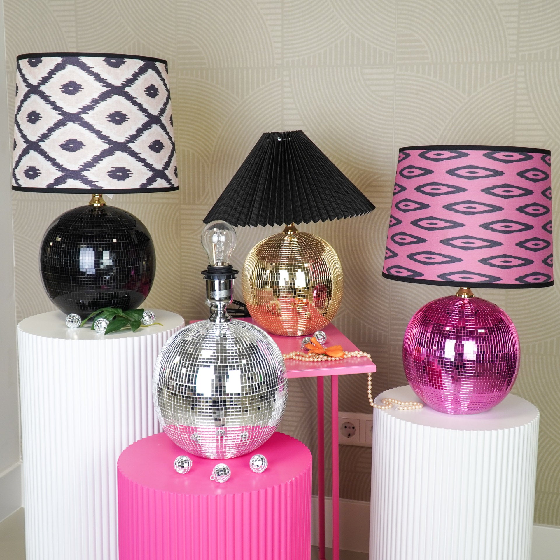 Tafel lamp - Disco Bol - Glas - Zilver - 20x20cm