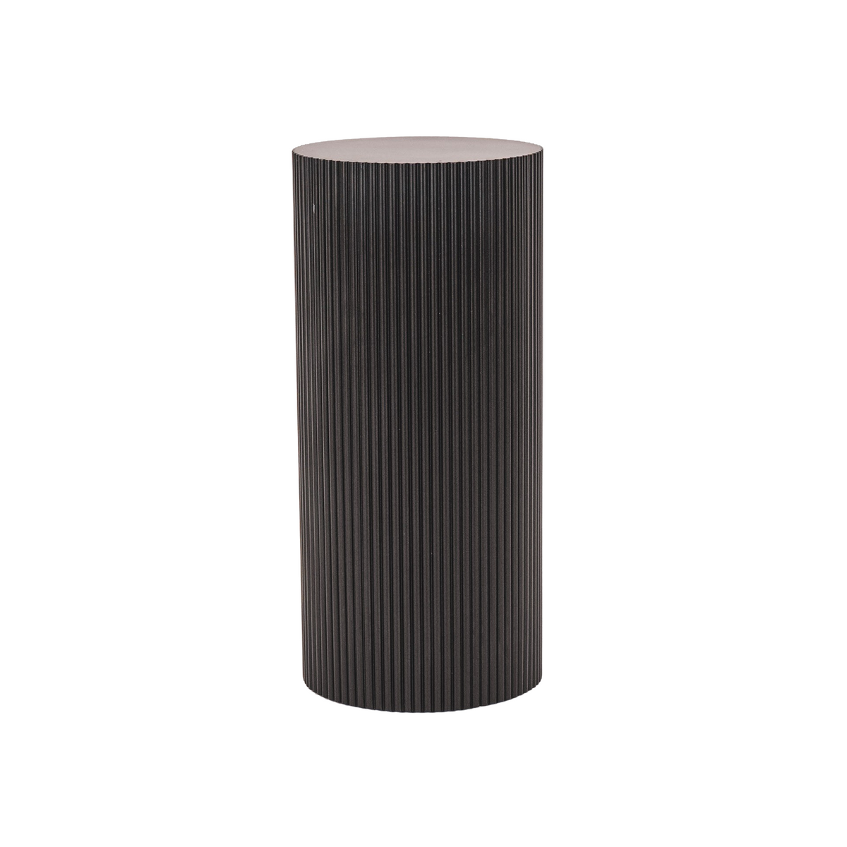 Bijzettafel Rond – Geribbelde Cilinder – MDF – Zwart – 30x65cm