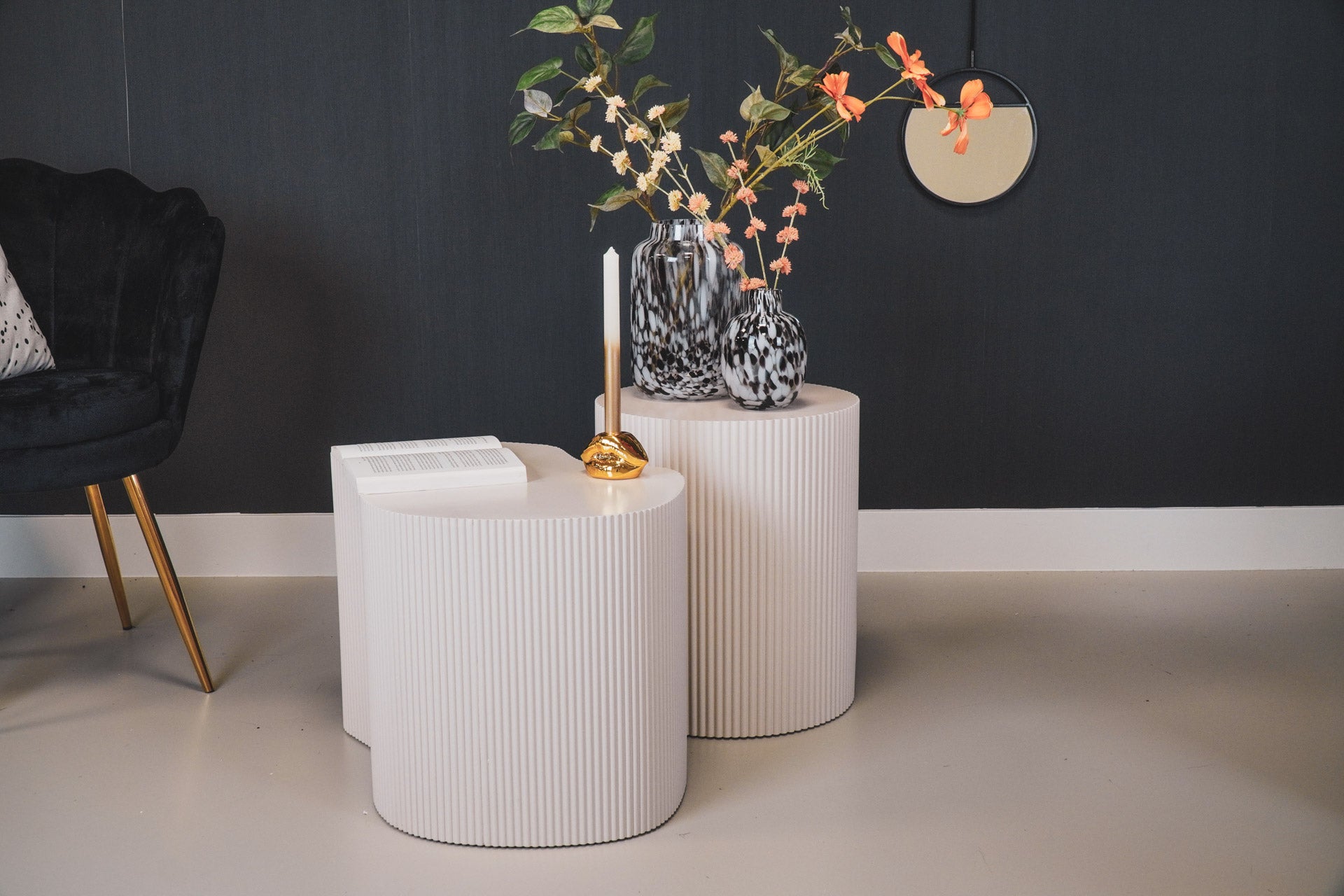 Side table - Cylinder - MDF - Sand - 39x39x45cm