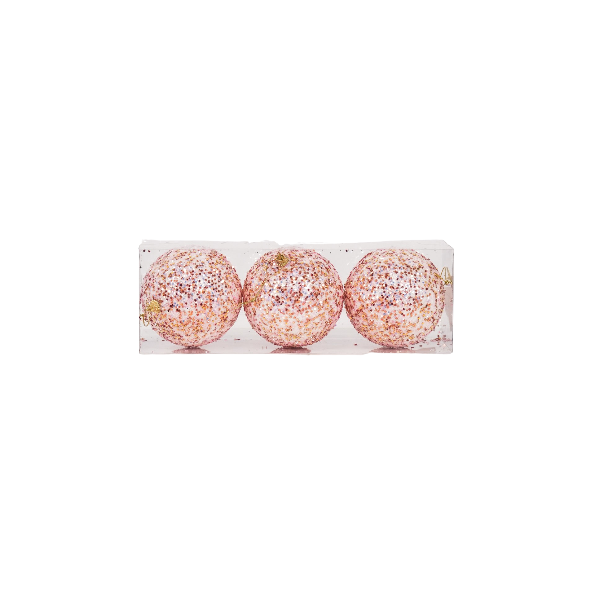 Kerst Hangers - Kerstballen - Foam -Roze Glitters - S3- 10 cm