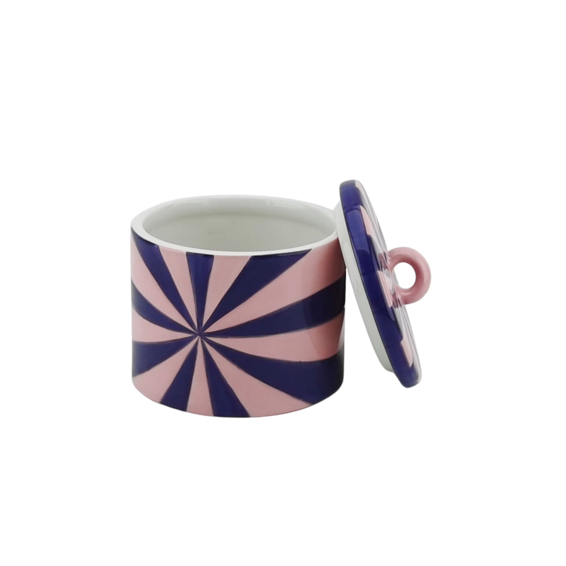 Opbergpot - Swirl - Roze/Blauw - Dolomiet - 11x11x11,5cm