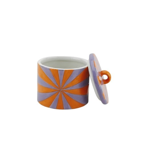 Opbergpot - Swirl- Oranje/Lila - Dolomiet - 11x11x11,5cm