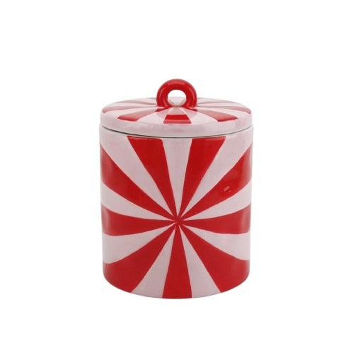 Opbergpot - Swirl - Rood/Roze - Dolomiet - 11x11x14,5cm