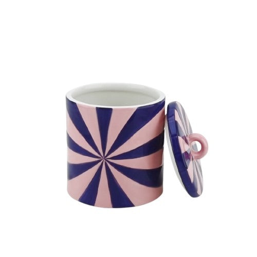 Opbergpot - Swirl - Roze/Blauw - Dolomiet - 11x11x14,5cm