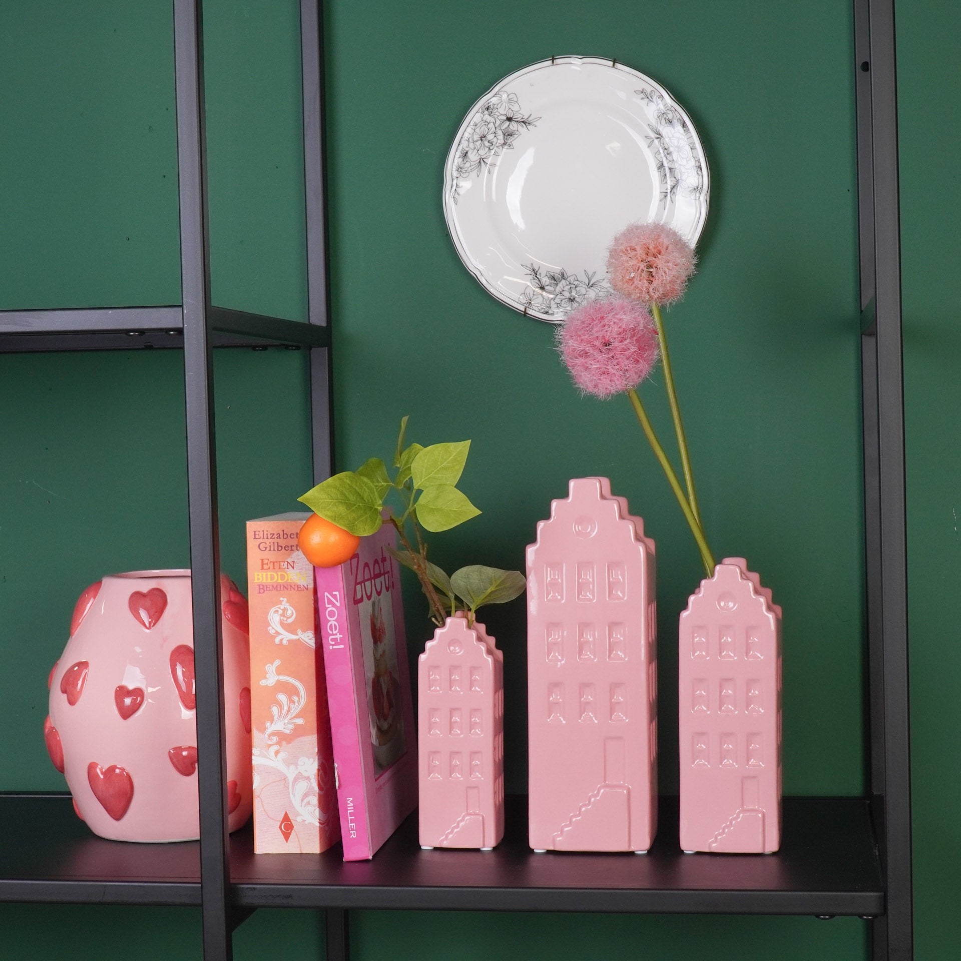 Bloemenvaas- Huis Vaas- Keramiek-Licht Roze- 7,5x6x23 cm
