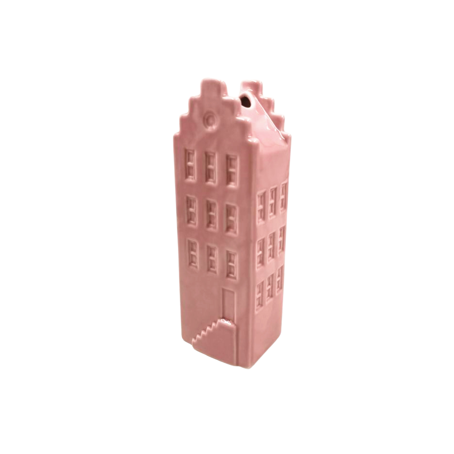 Bloemenvaas- Huis Vaas- Keramiek-Licht Roze- 7,5x6x23 cm