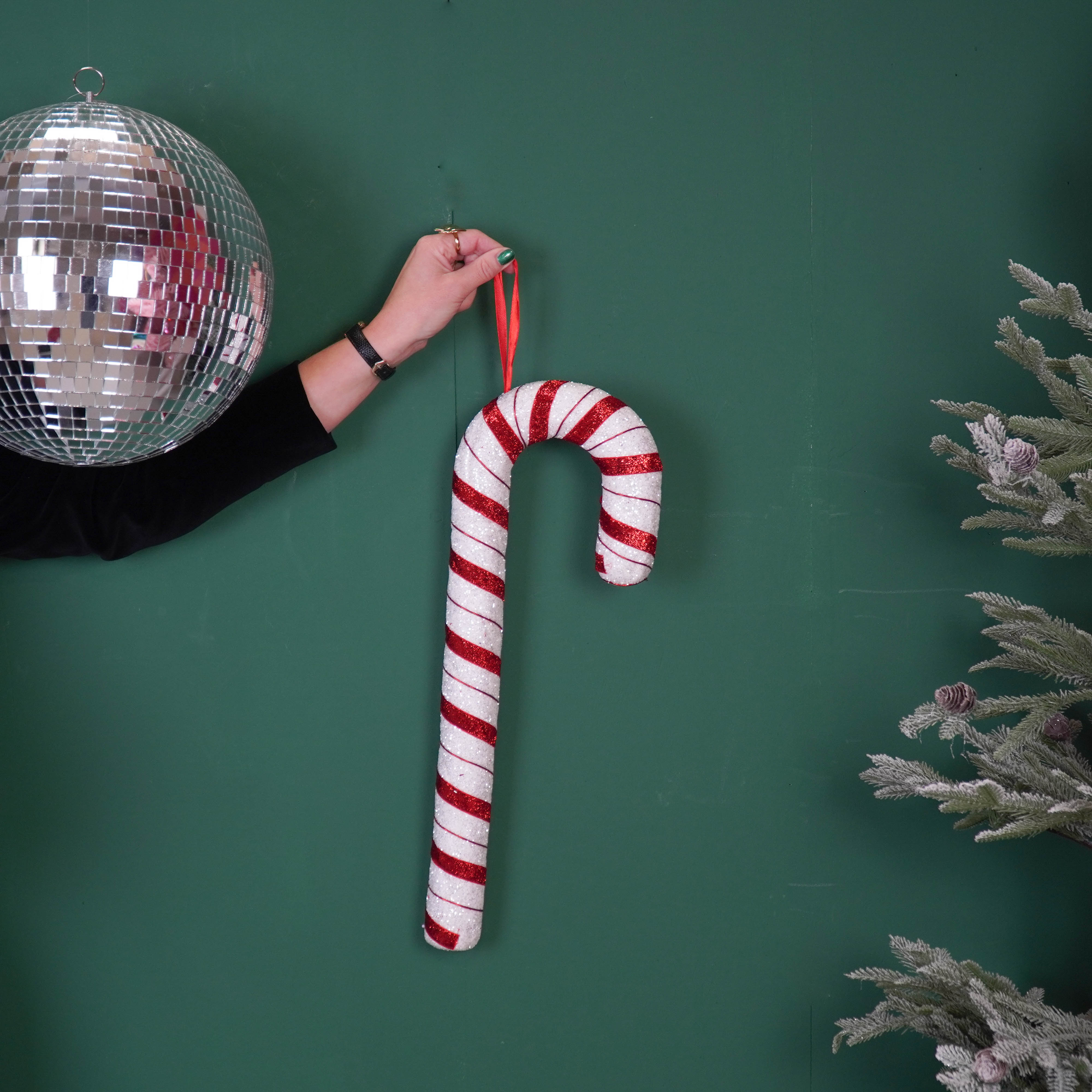 Kerstversiering - Zuurstok - Wit/Rood - Foam - 52cm