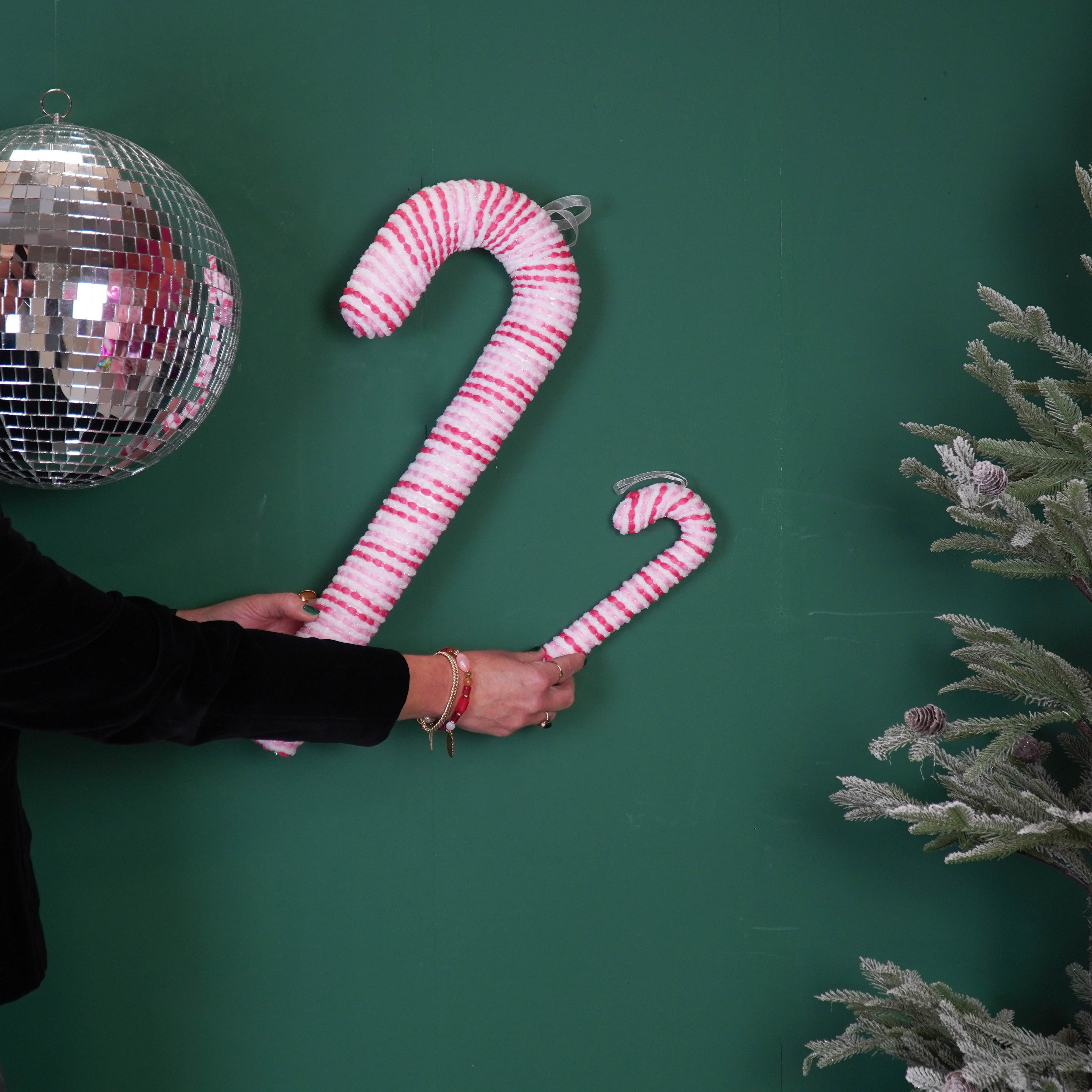 Kerstversiering - Zuurstok - Roze/ Wit - Foam - 21 cm