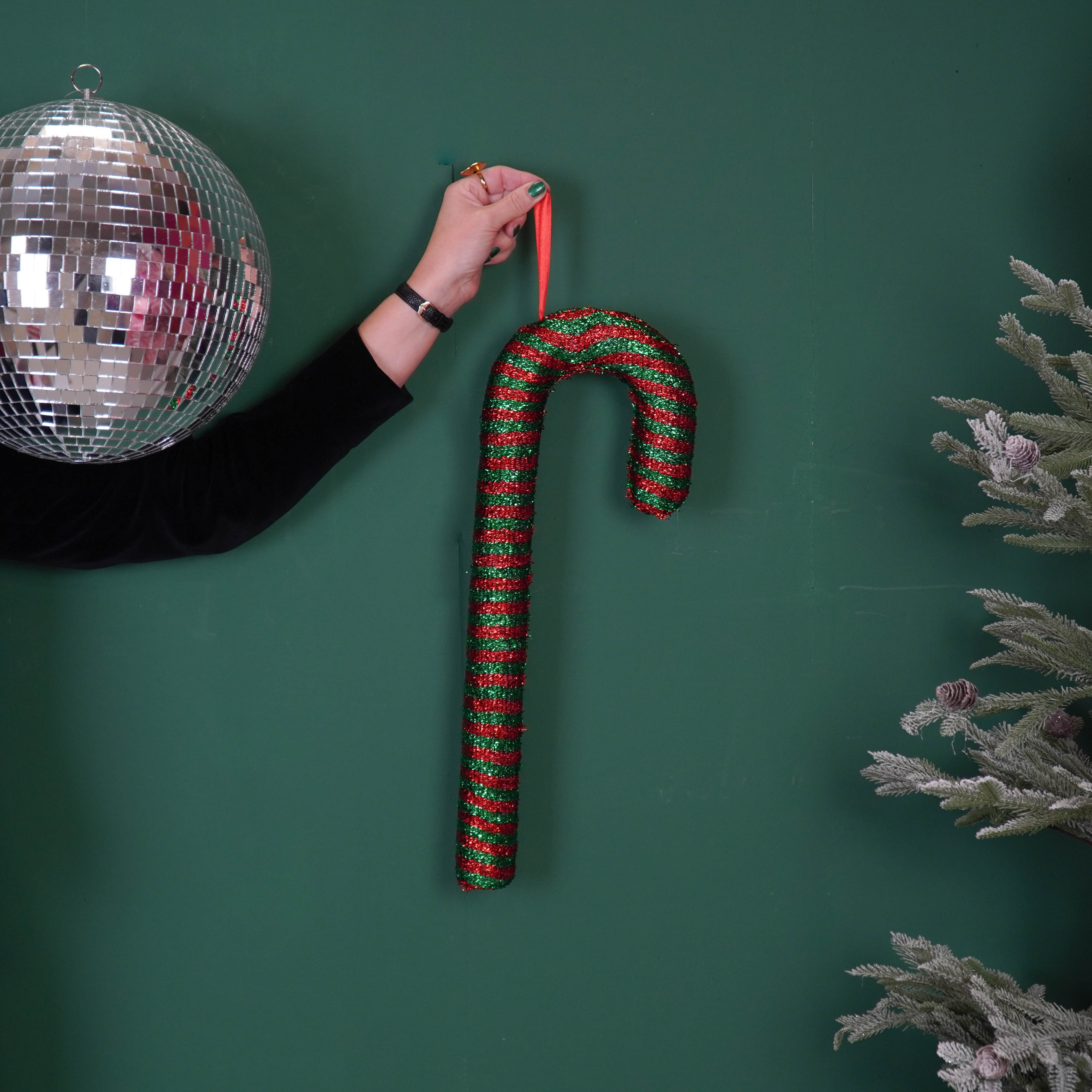 Kerstversiering - Zuurstok - Groen/ Rood - Foam - 52 cm