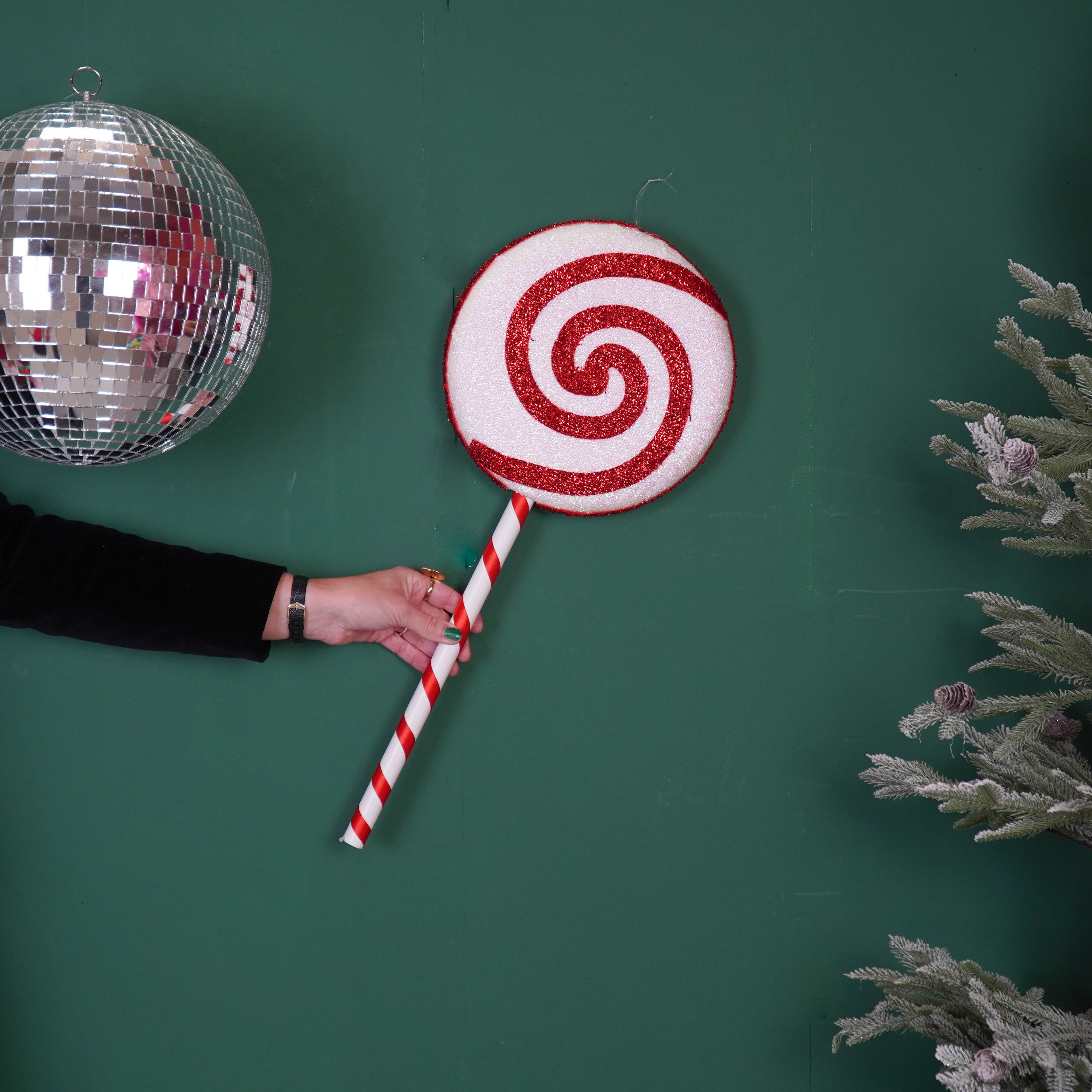 Kerstversiering - Lolly - Wit/ Rood - Foam - 25x63cm