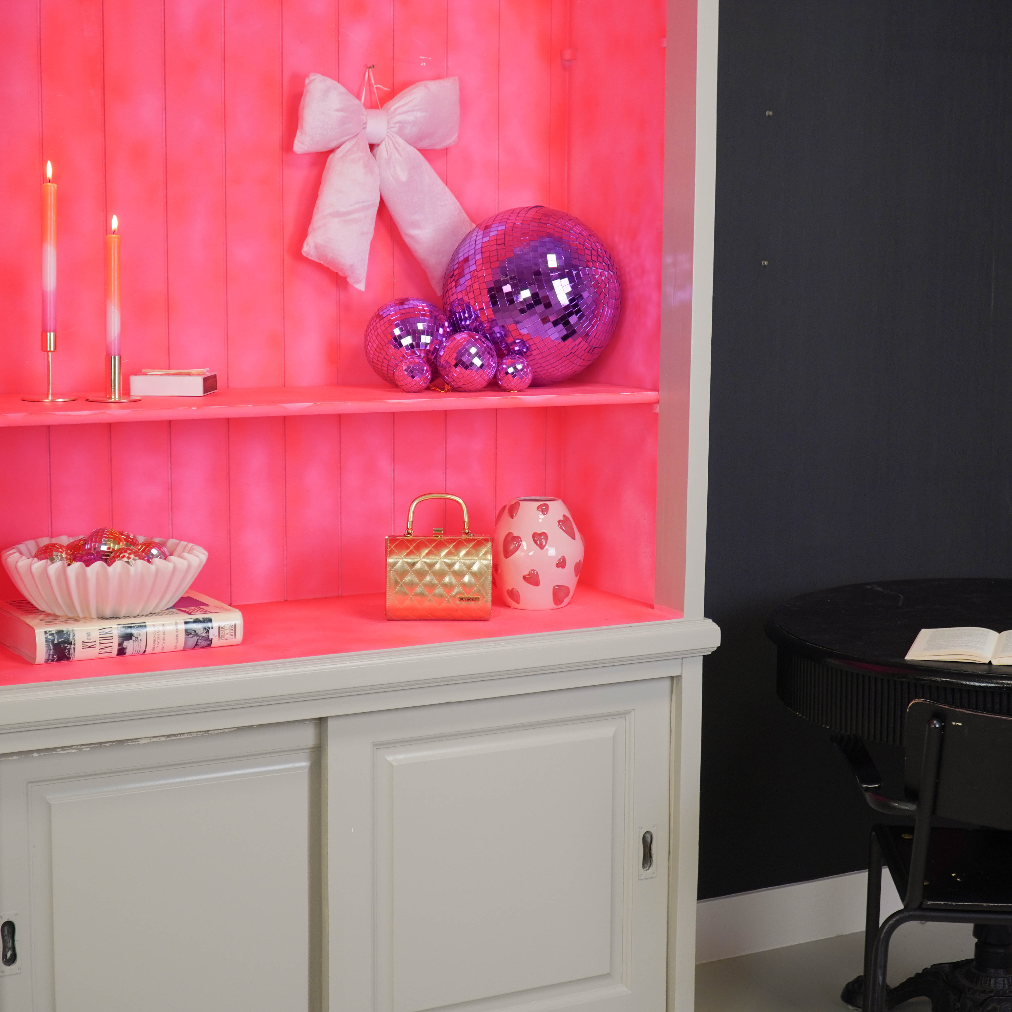 Kerst Decoratie - Strik - Licht Roze - Fluweelachtig - 32x40cm