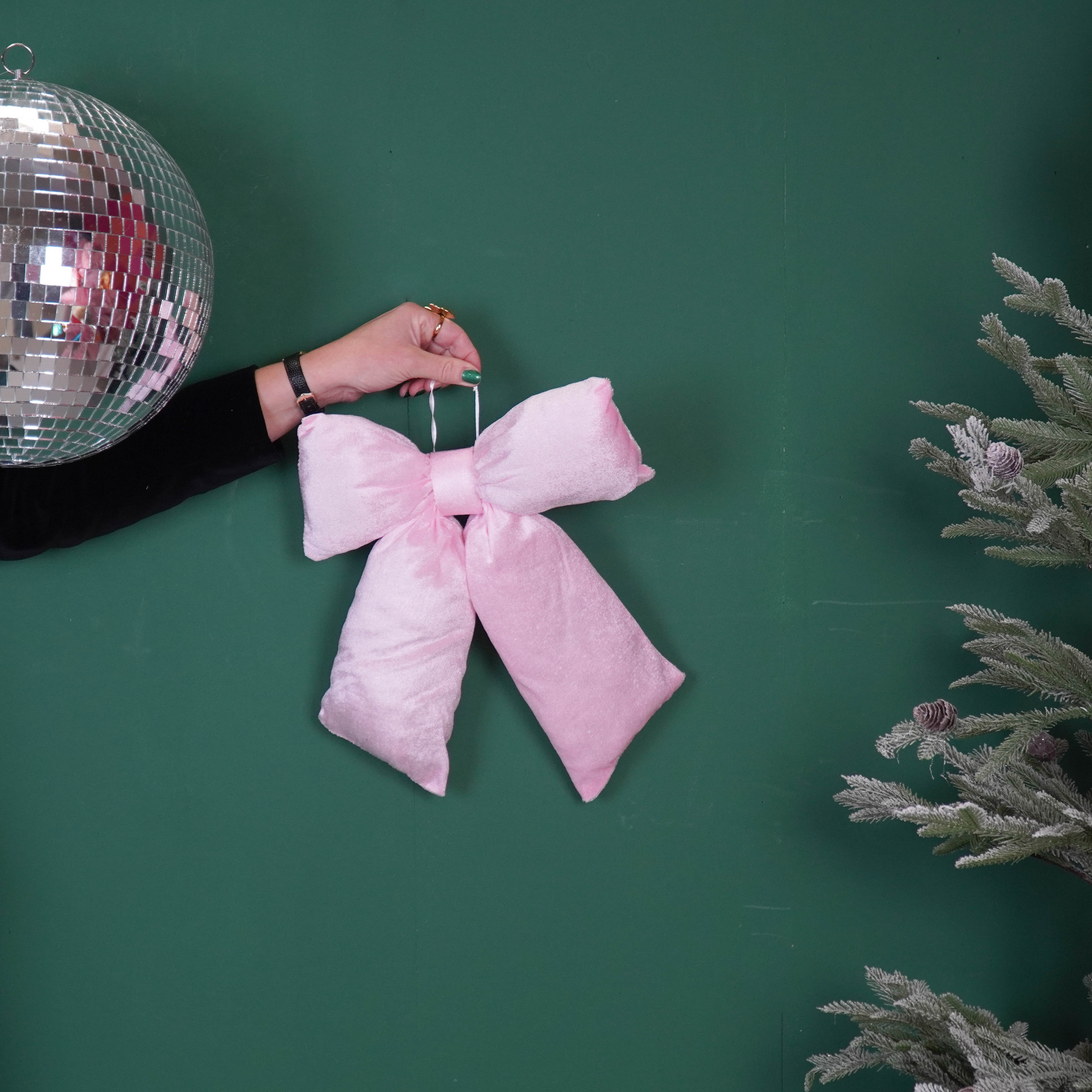 Kerst Decoratie - Strik - Licht Roze - Fluweelachtig - 32x40cm