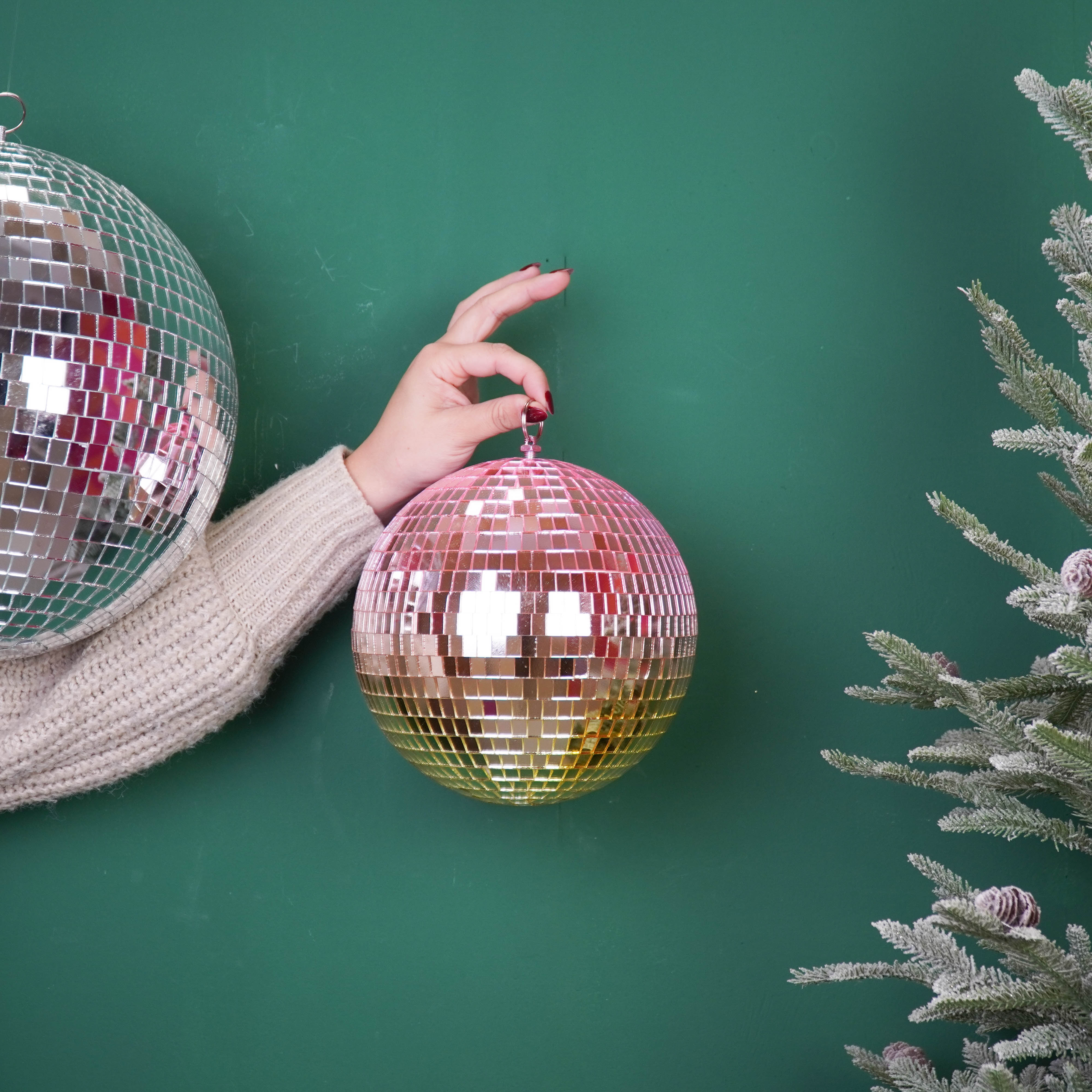 Kerstversiering - Kersthanger - Discobal - Foam - Roze/Goud - 20x20x20cm