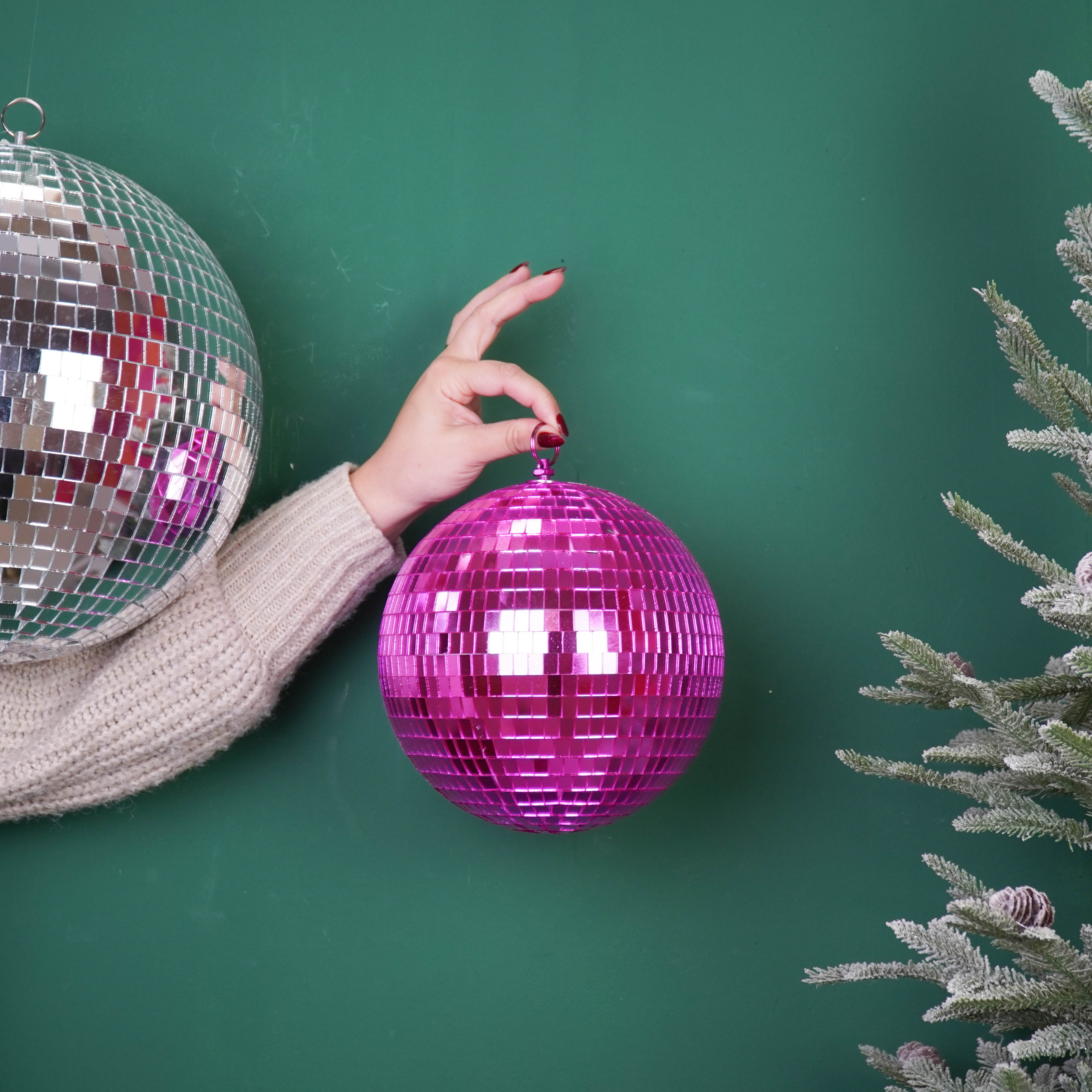 Kerstversiering - Kersthanger - Discobal - Foam - Roze - 20x20x20cm