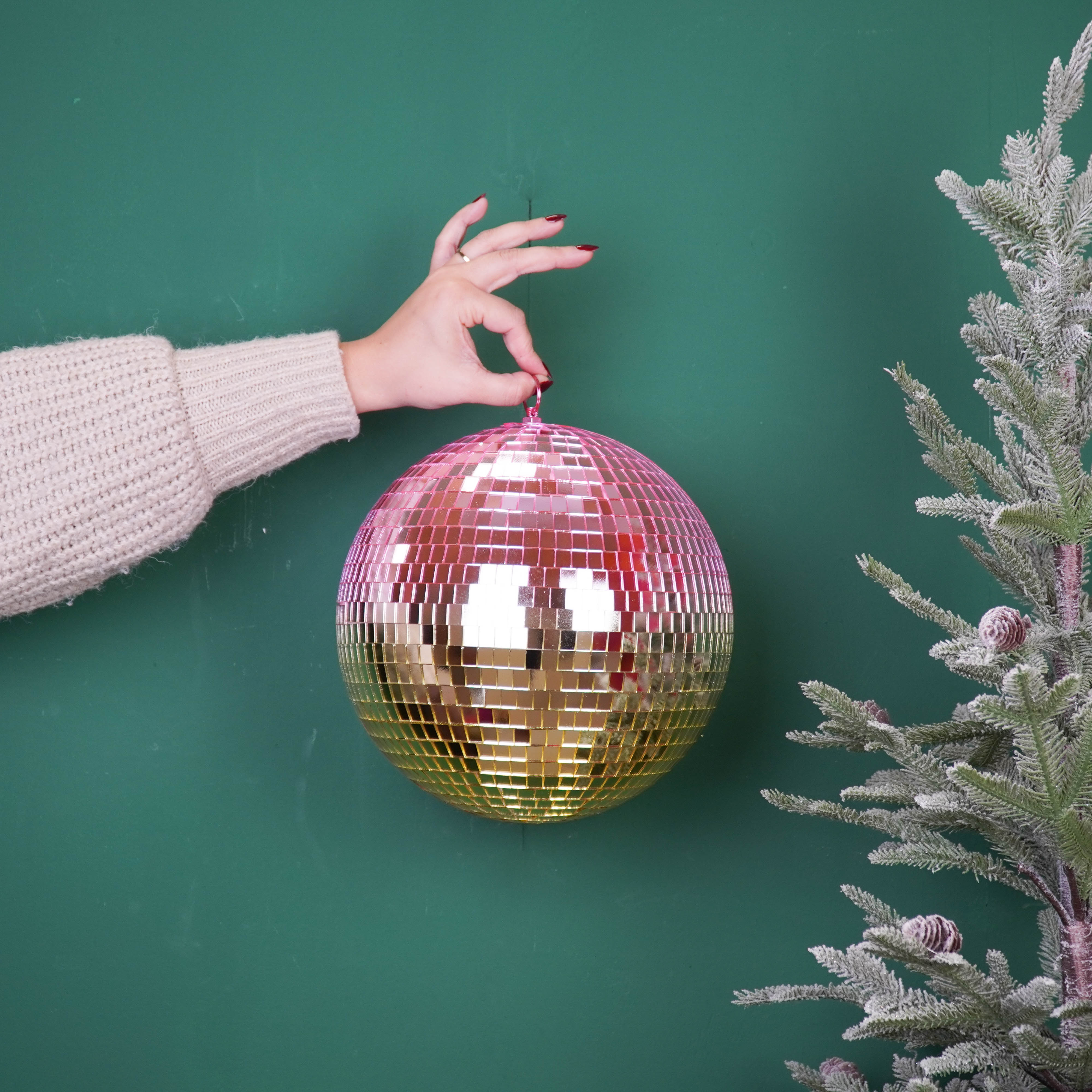Kerstversiering - Kersthanger - Discobal - Foam - Roze/Goud - 25x25x25cm