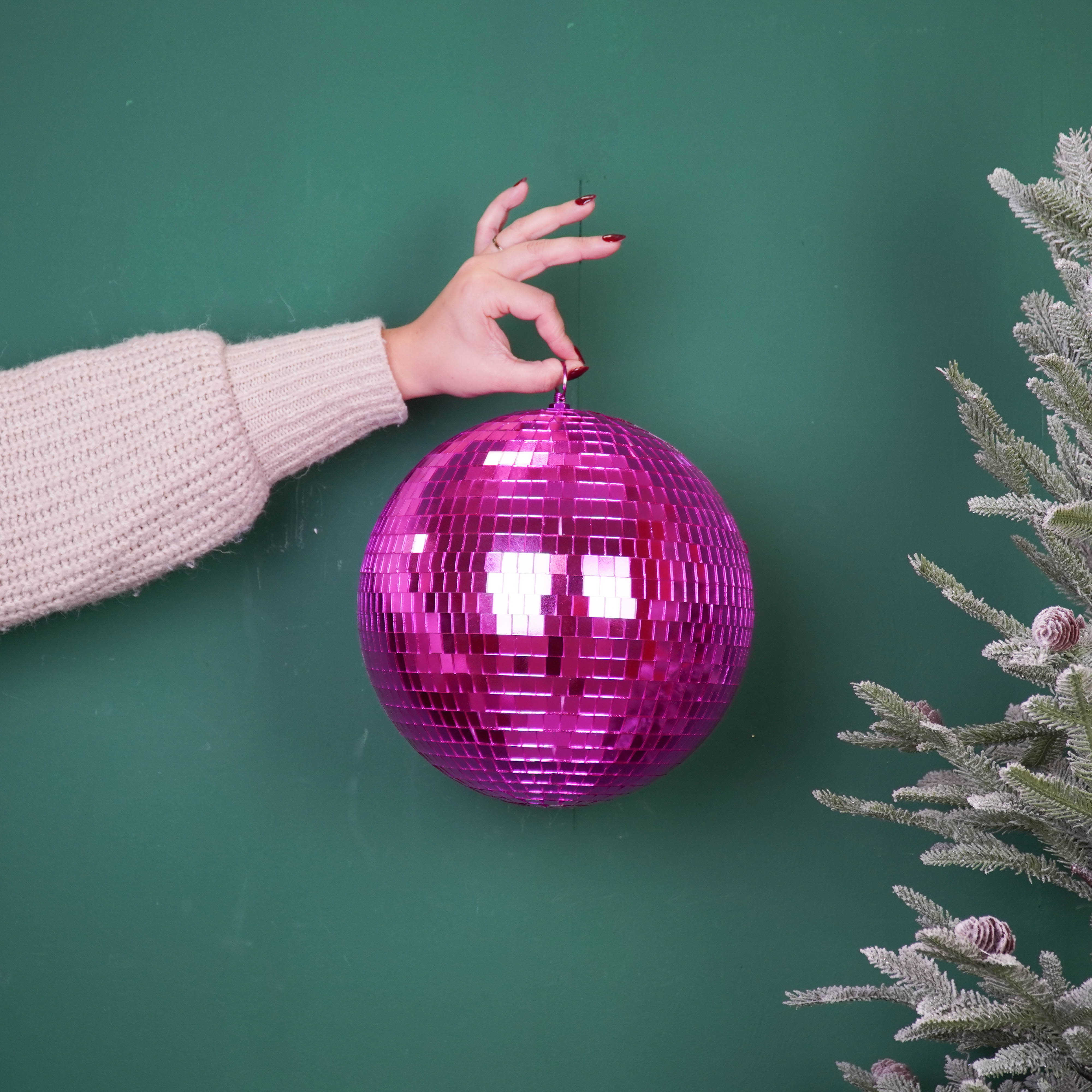 Kerstversiering - Kersthanger - Discobal - Foam - Roze - 25x25x25cm