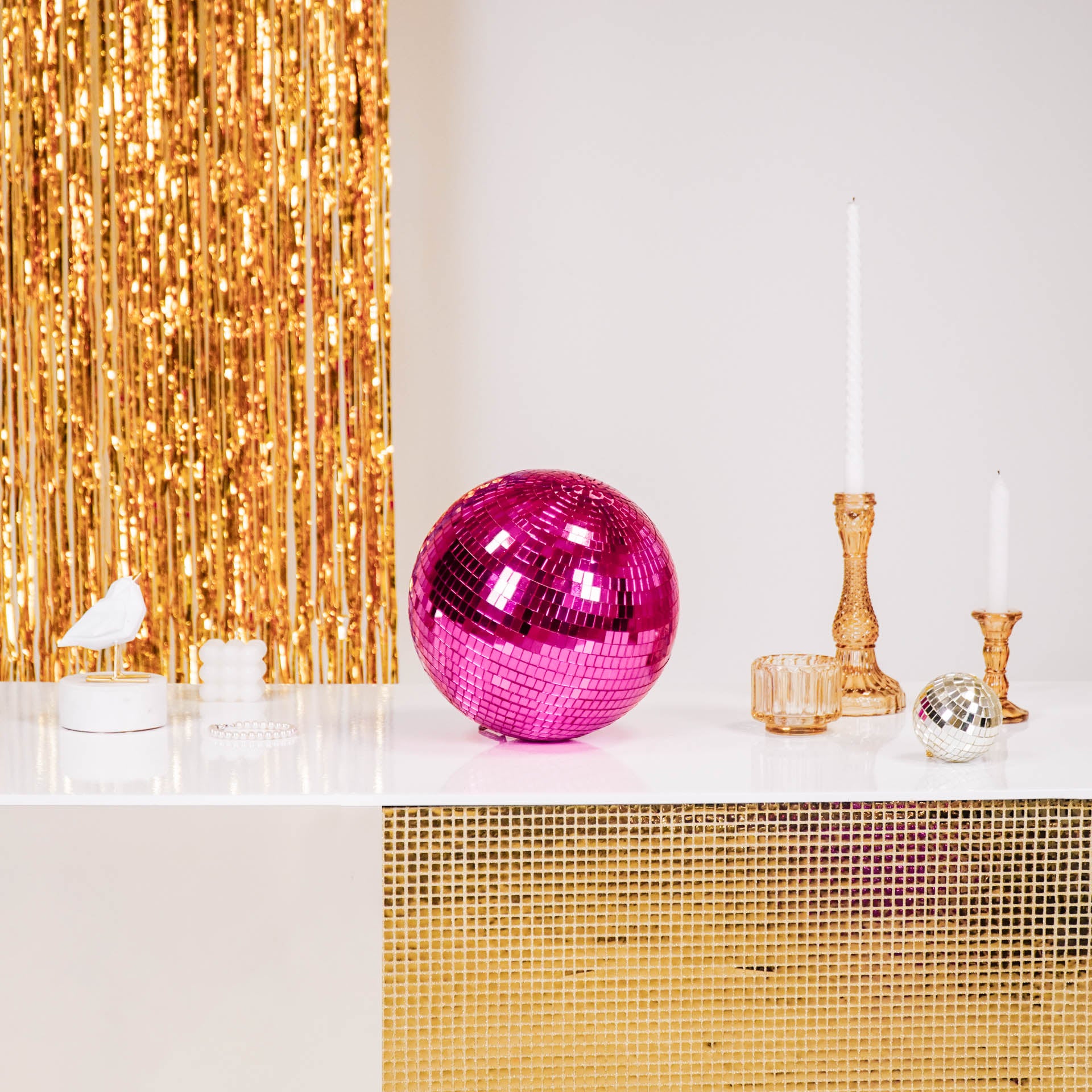 Kerstversiering - Kersthanger - Discobal - Foam - Roze - 25x25x25cm