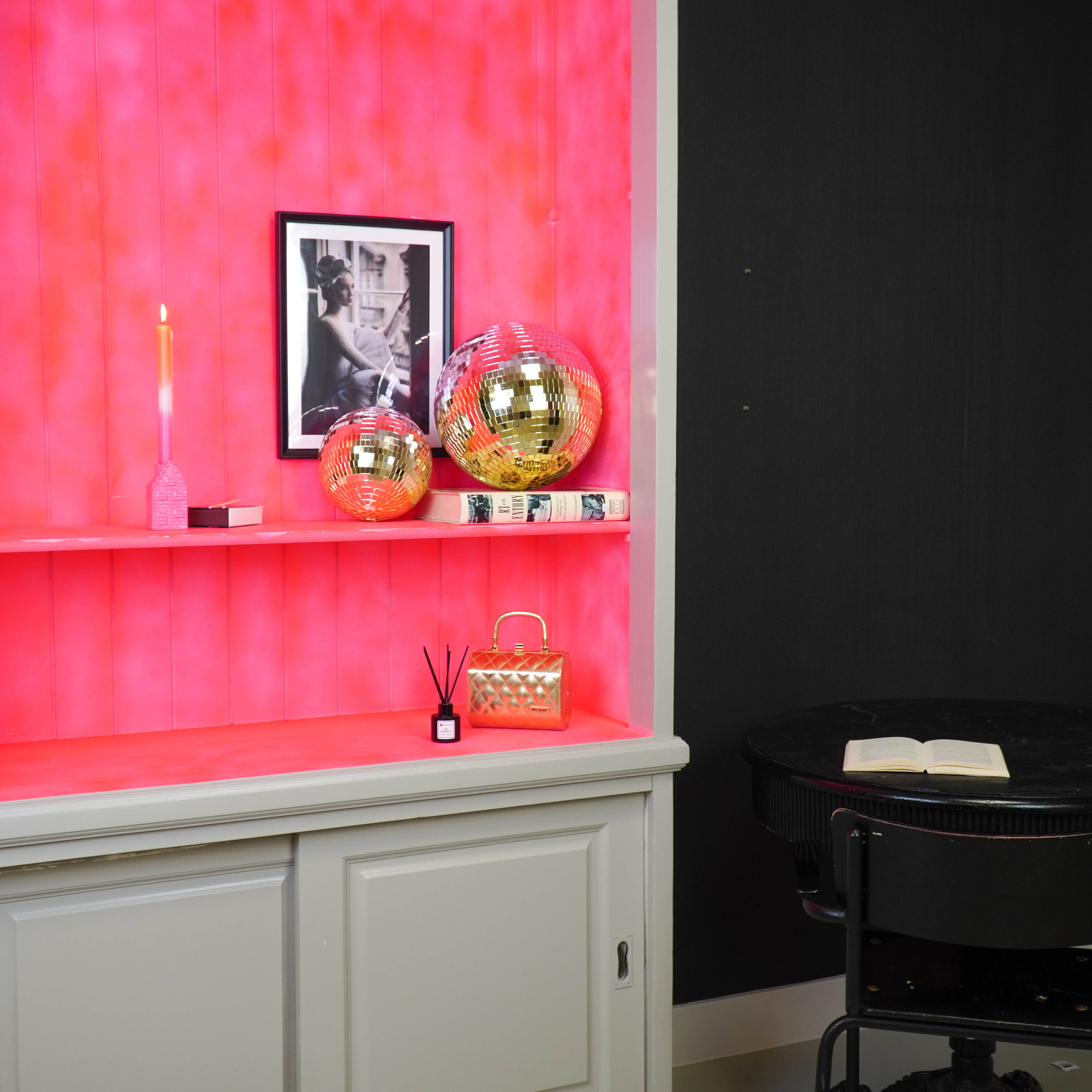 Kerstversiering - Kersthanger - Discobal - Foam - Roze/Goud - 30x30x30cm