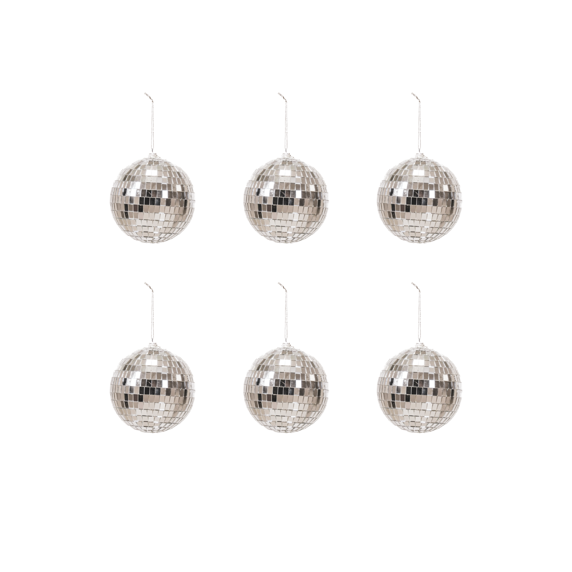 Kerstversiering - Kersthanger - Discobal - Foam - Set van 6 - Zilver - 6x6x6cm
