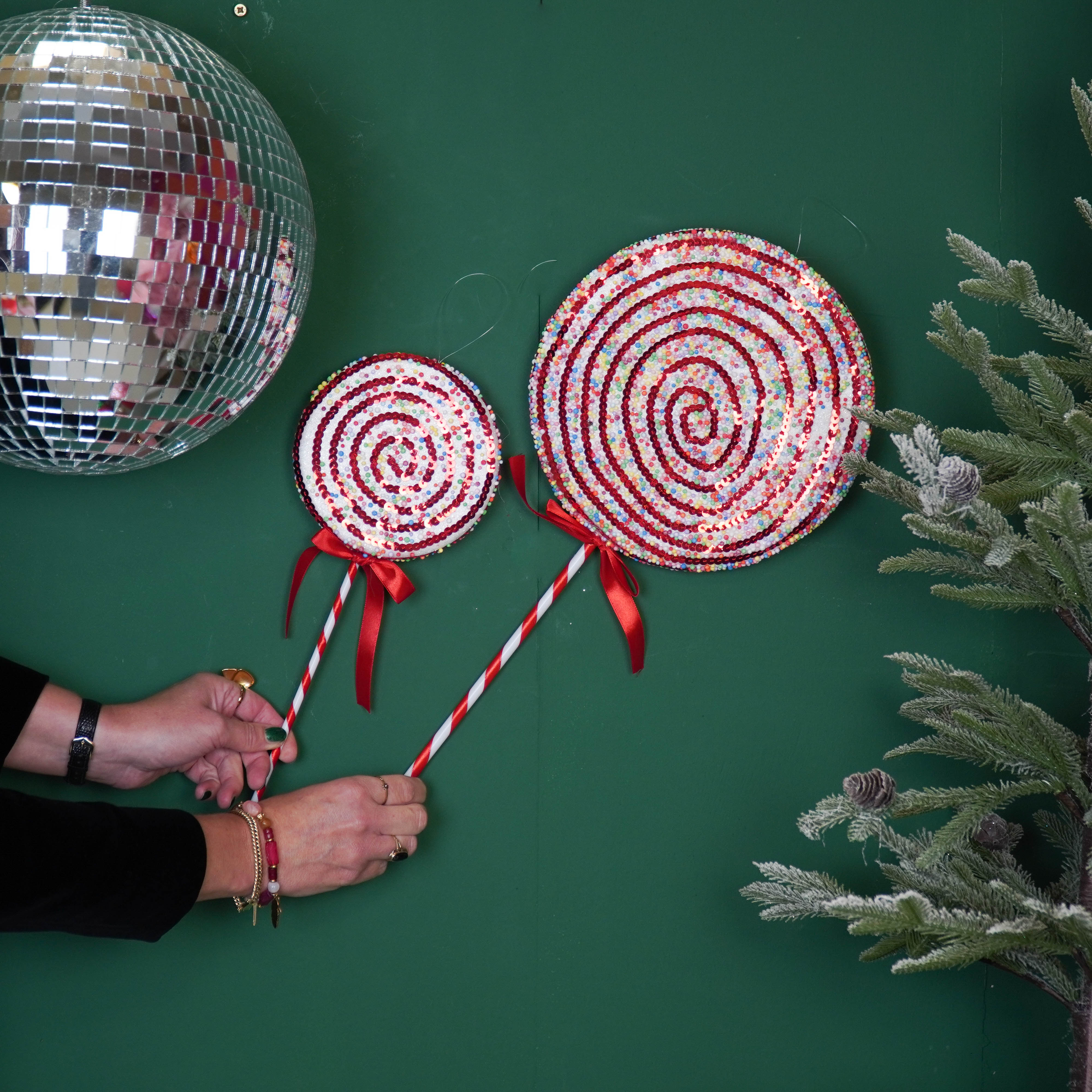 Kerstversiering - Lolly - Rood /Wit/ Swirl - Foam - 15x35cm