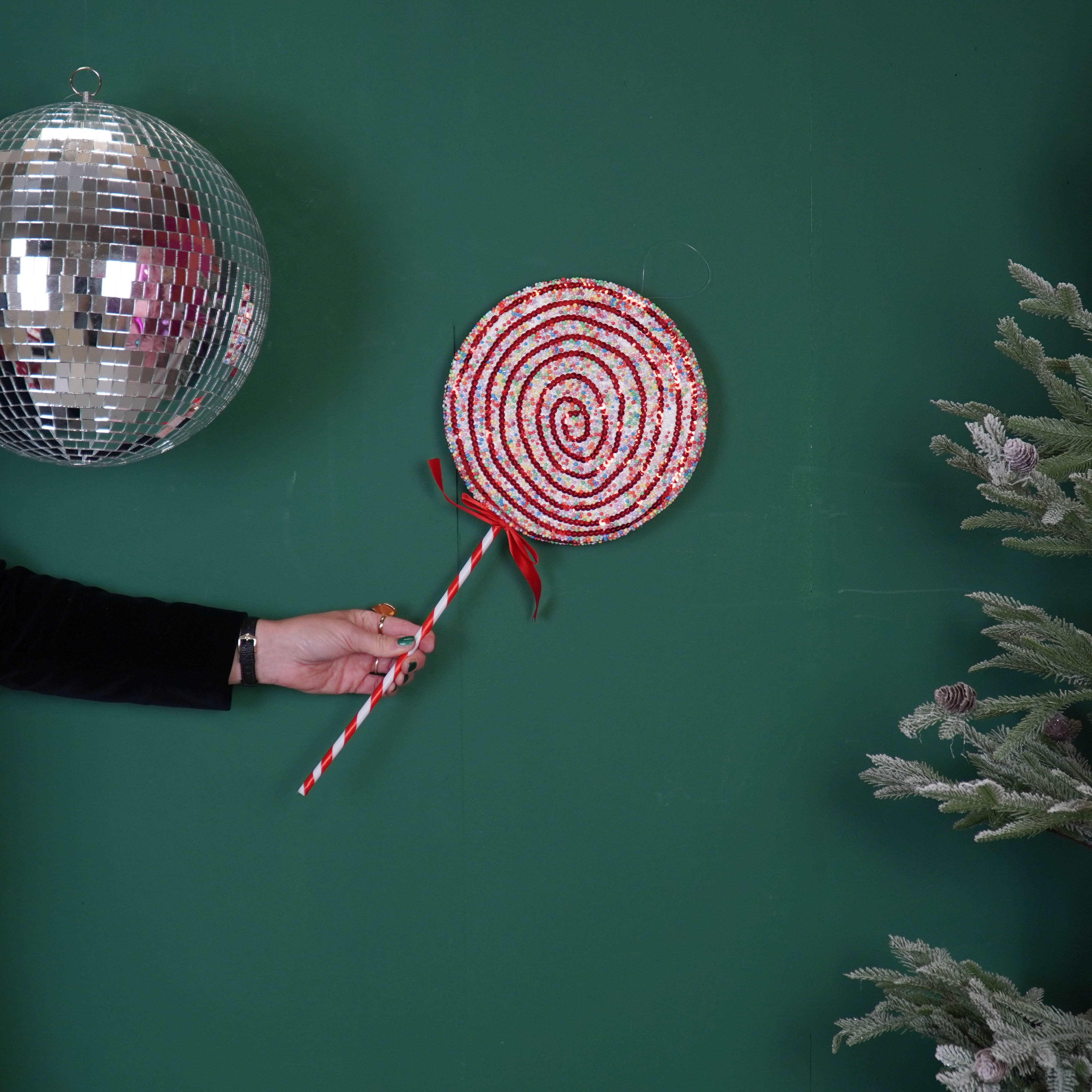 Kerstversiering - Lolly - Rood /Wit/ Swirl - Foam - 15x35cm