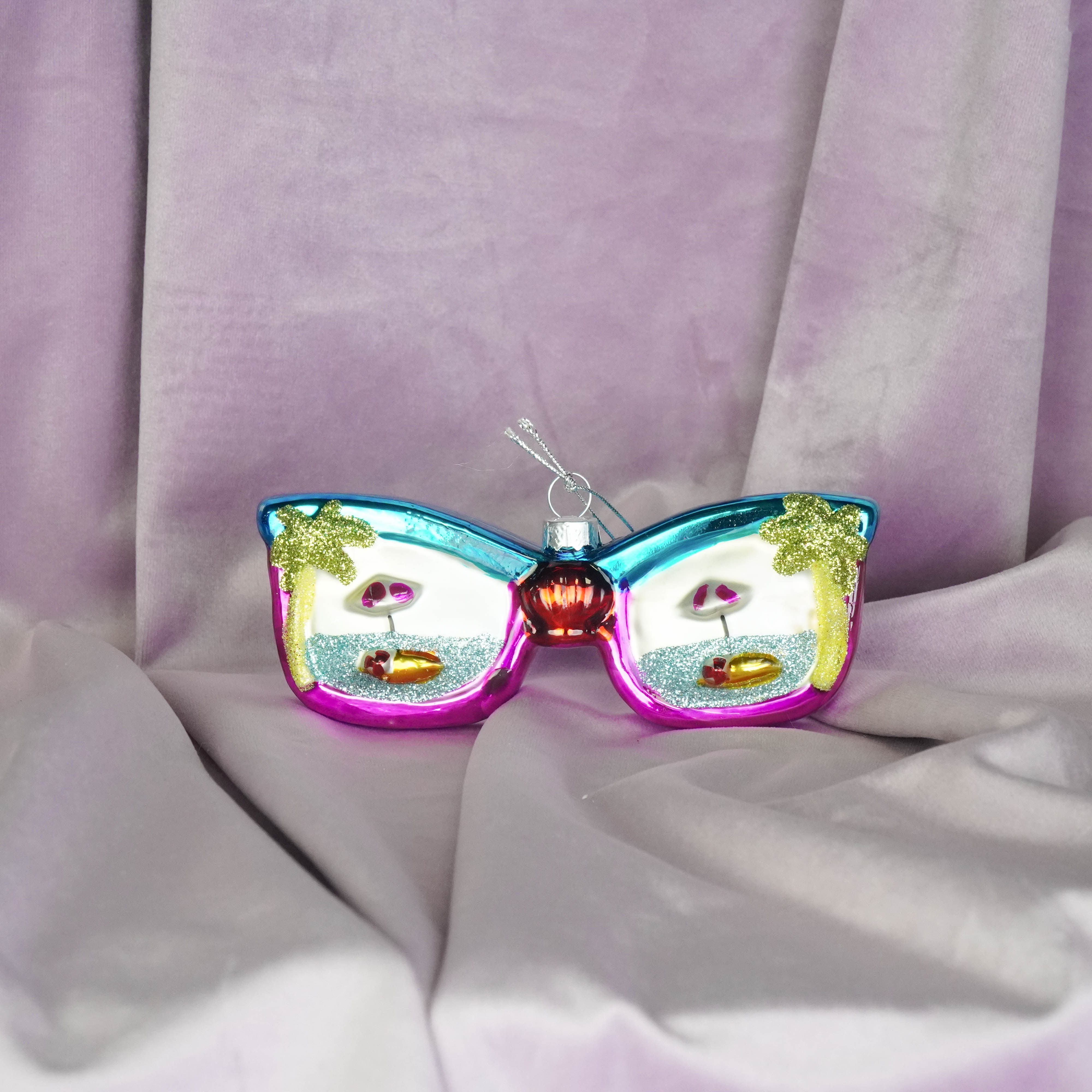 Kerstversiering - Kersthanger - Discobal Zonnebril - Multi kleur - Glas - 13,5x2x4cm
