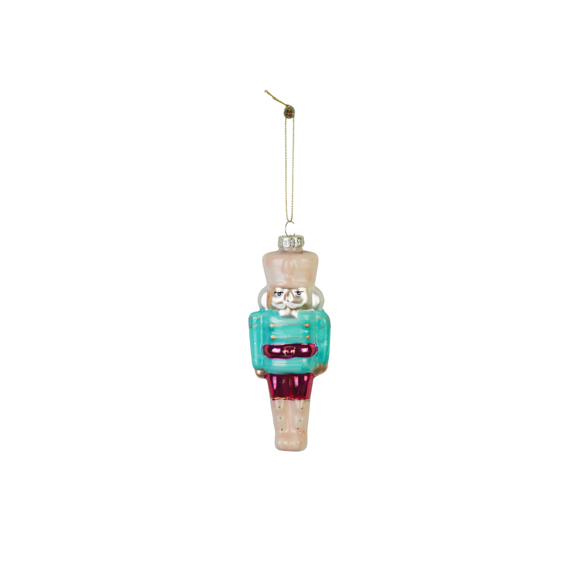 Kerstversiering - Kersthanger - Notenkraker met Cupcake - Blauw/ Rood - Glas - 6,5x4x17cm