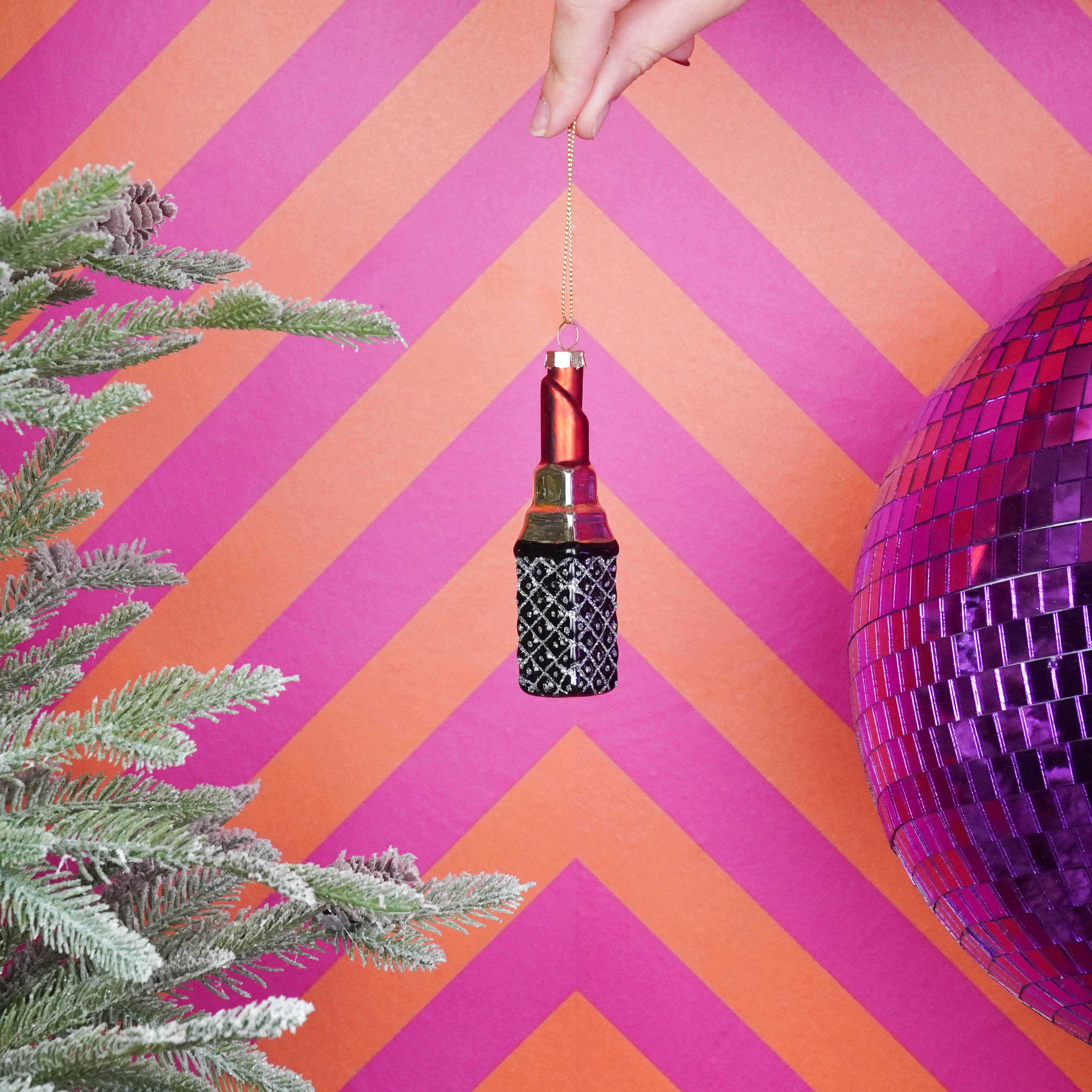 Kerstversiering - Kersthanger - Rode Lippenstift - Glas - 3x3x11cm