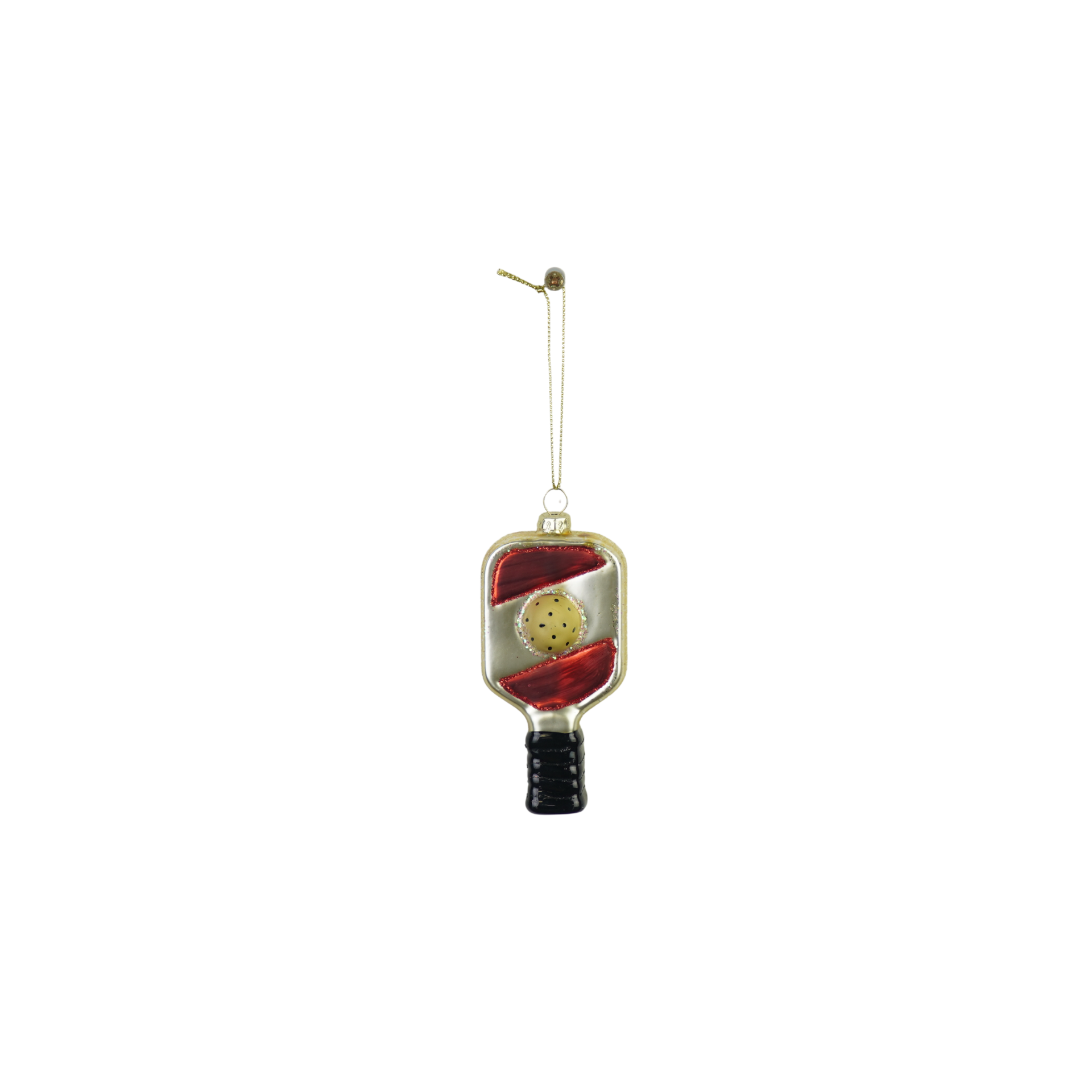 Kerstversiering - Kersthanger - Padel - Rood/ Geel - Glas - 5x3x10,5cm
