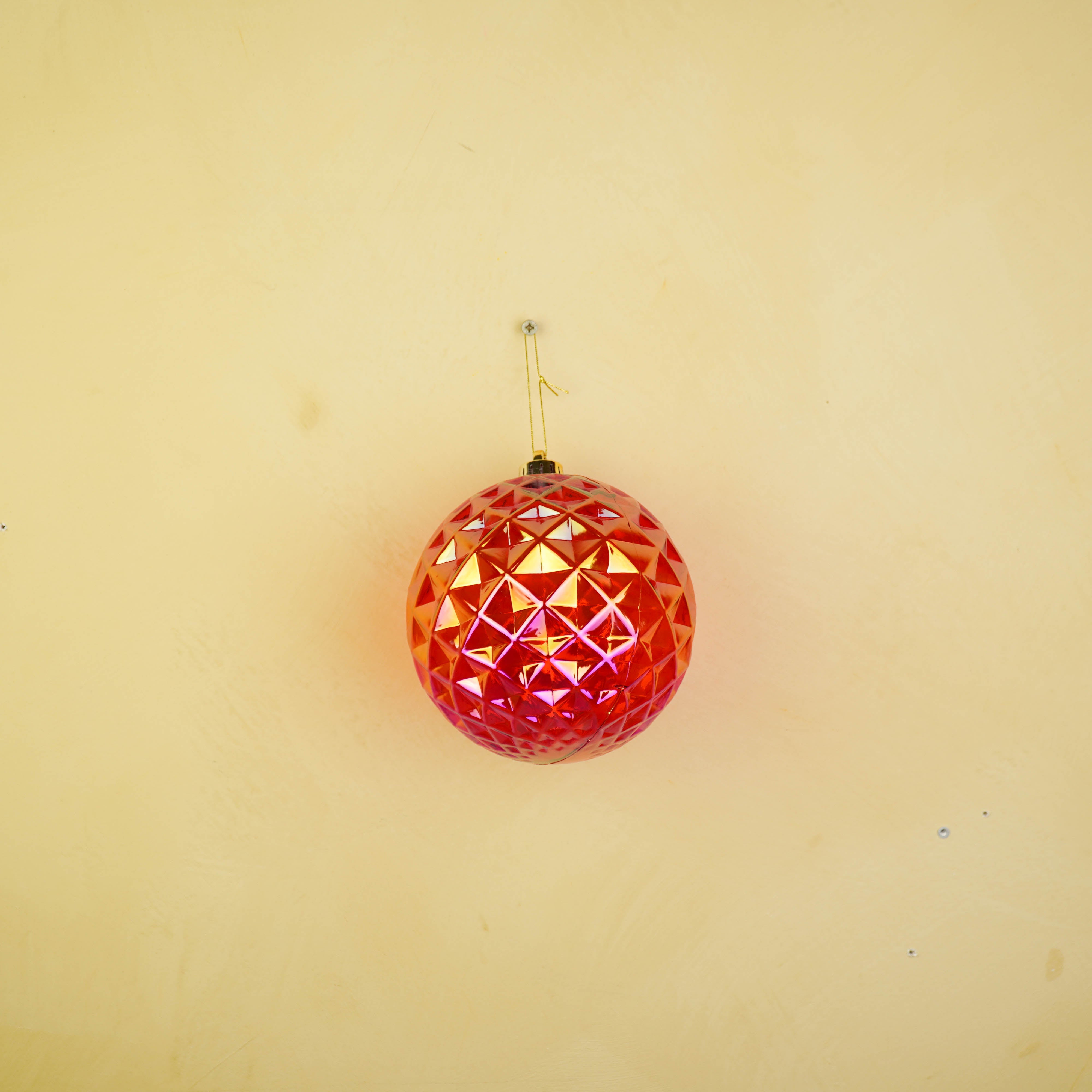 Kersthanger - Kerstbal - Kunststof - Rood - 15x15 cm