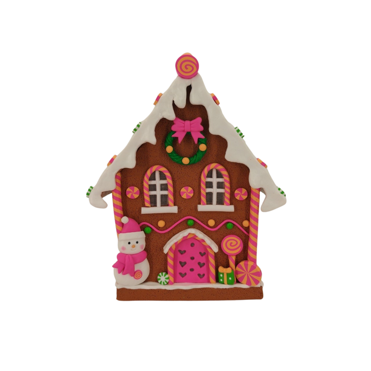 XMAS- Set Kerstdecoratie – LED Gingerbread Snoephuisje & 2 Groene Kerstboompjes – 31 en 23 cm – Kerstversiering
