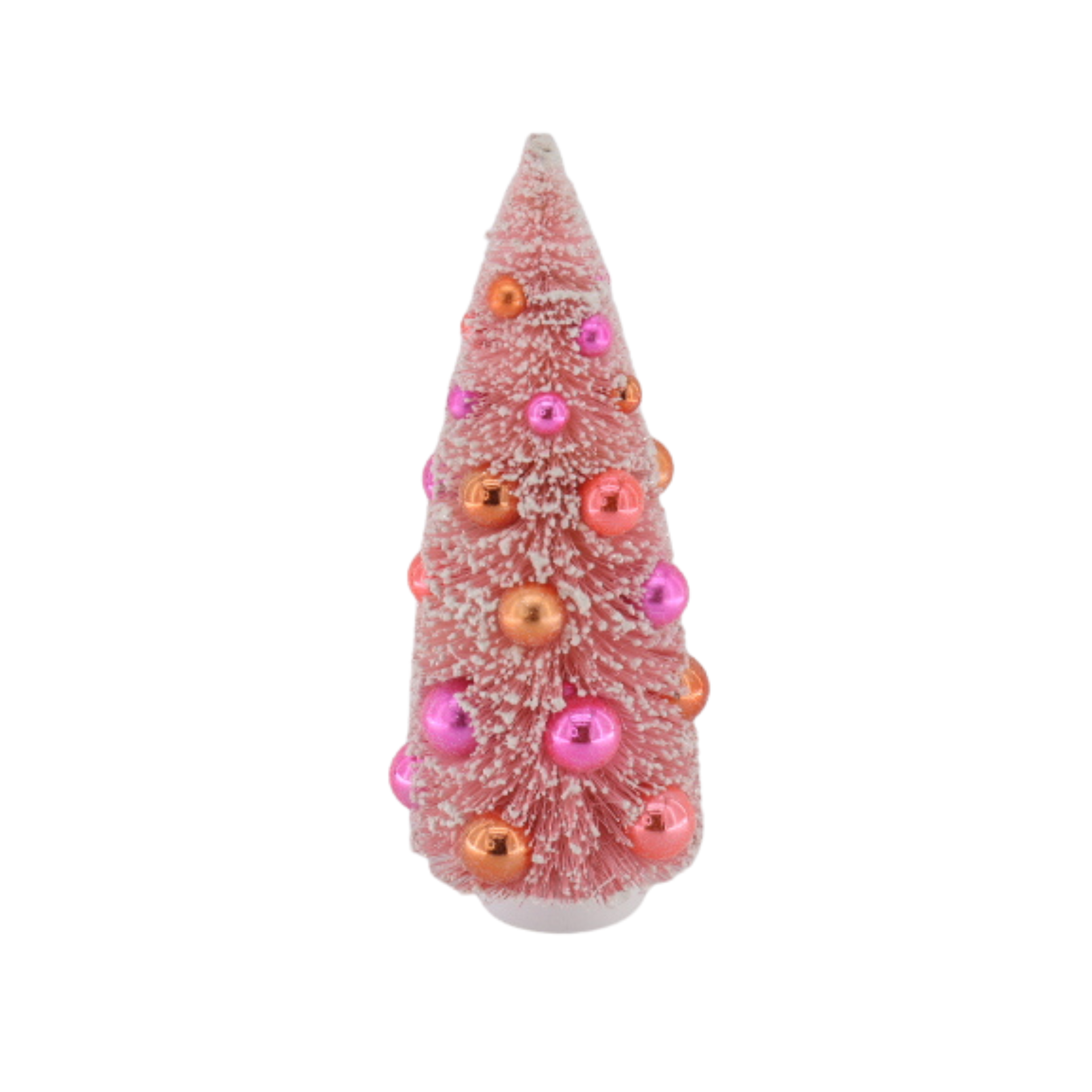 Kerst Decoratie - Kerstboom met gekleurde ballen - Sisal/ Kunststof - Roze - 12x31 cm