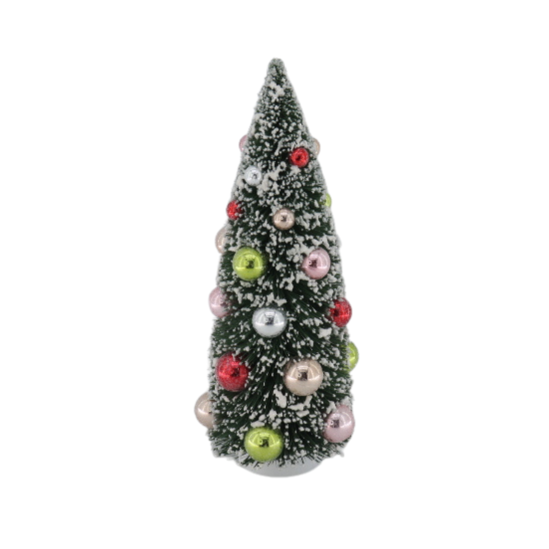 Kerst Decoratie - Kerstboom met gekleurde ballen - Kunststof - Groen/Multicolour -11x11x23 cm