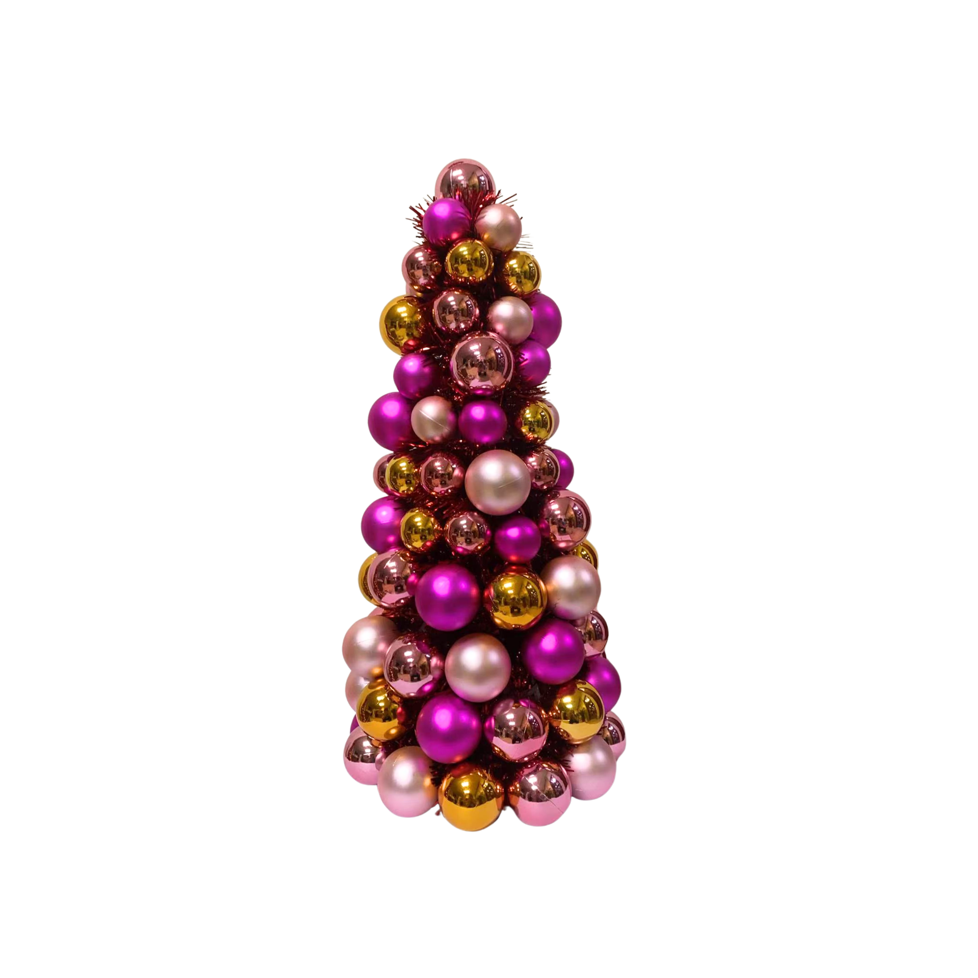 Kerst Decoratie - Kerstballen Kerstboom - Kunststof - Roze/Oranje - 19x41 cm