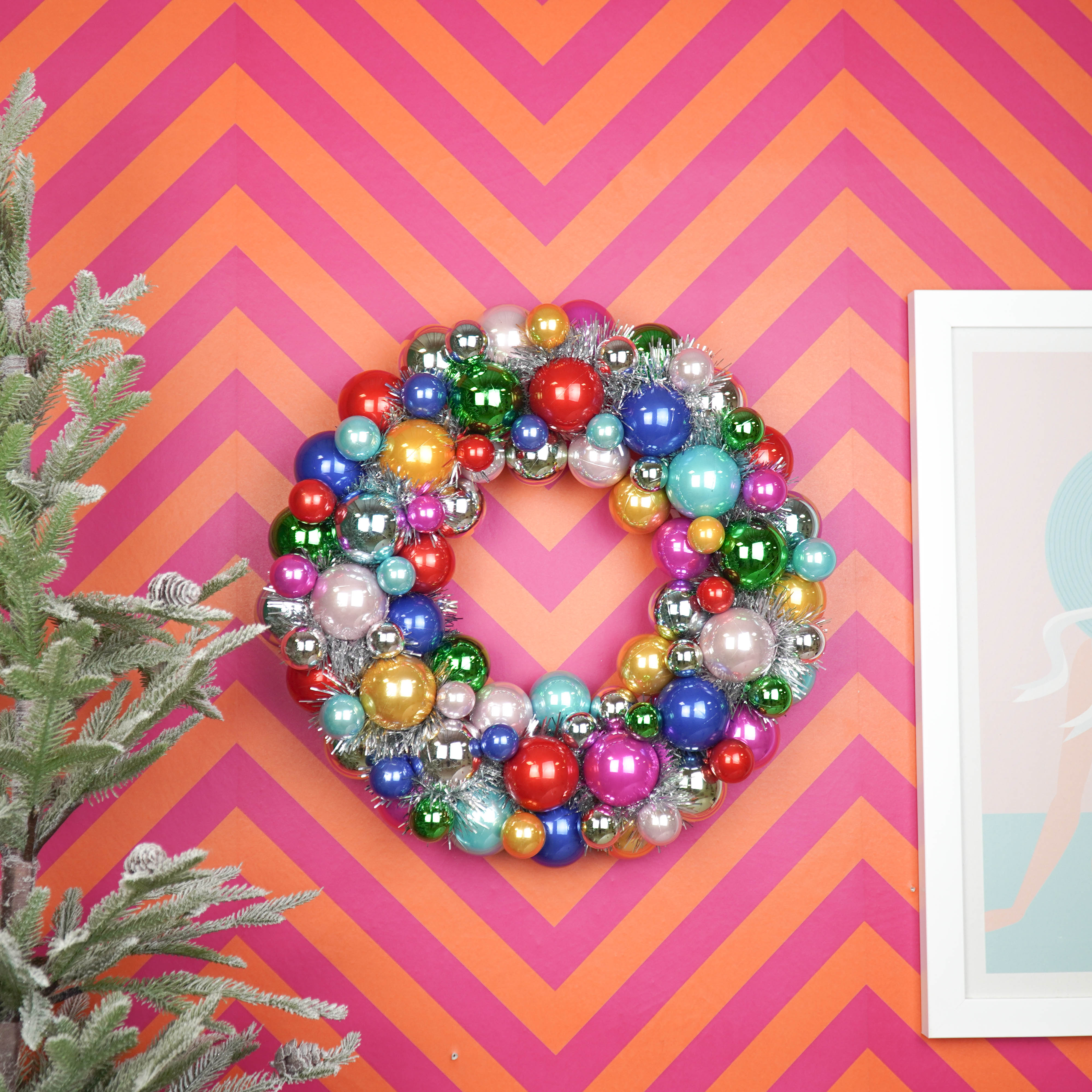 Kerstversiering - Kerst Krans Kerstballen - Kunststof - Multicolour - 34x10 cm