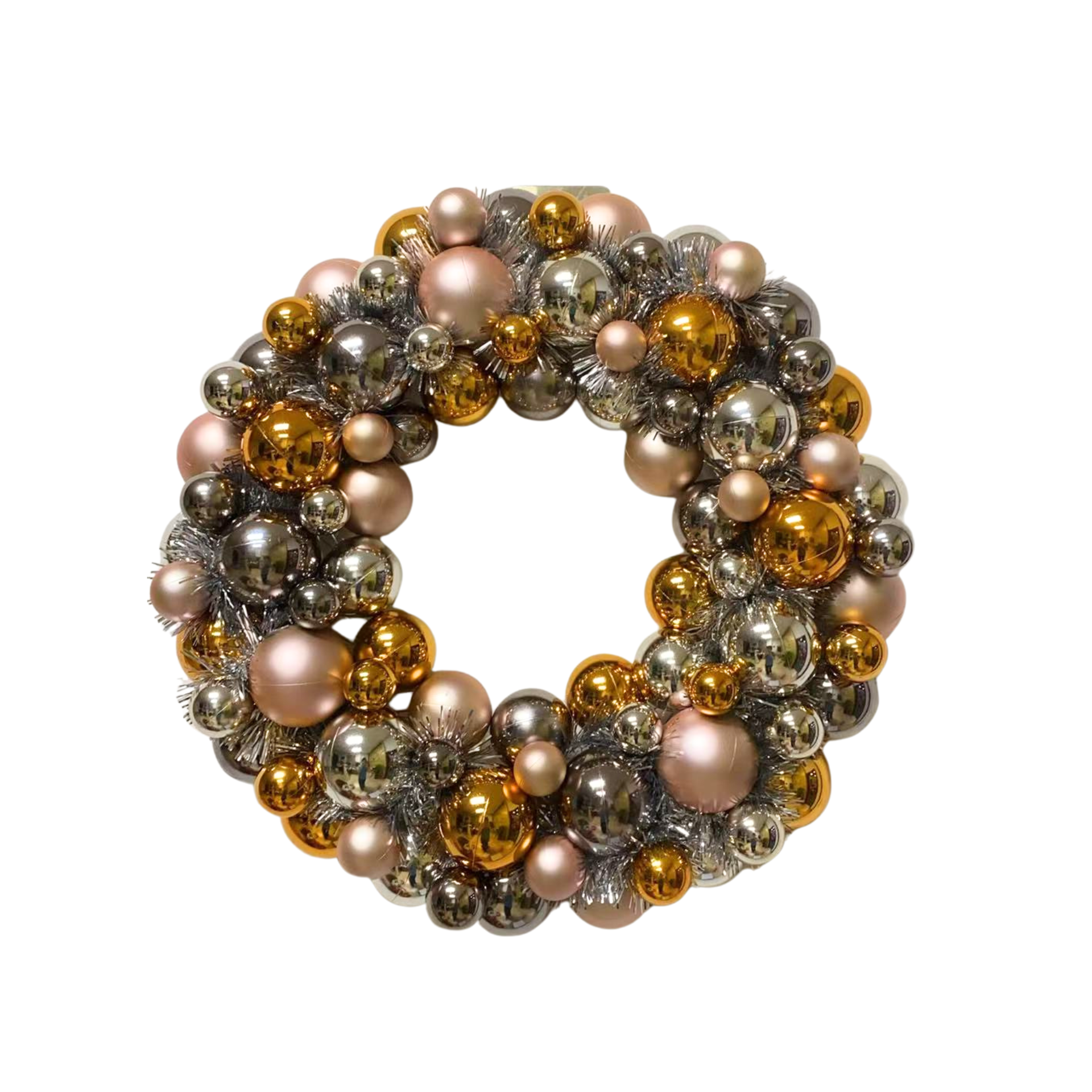 Kerstversiering - Kerst Krans Kerstballen - Kunststof - Taupe - 34x10 cm