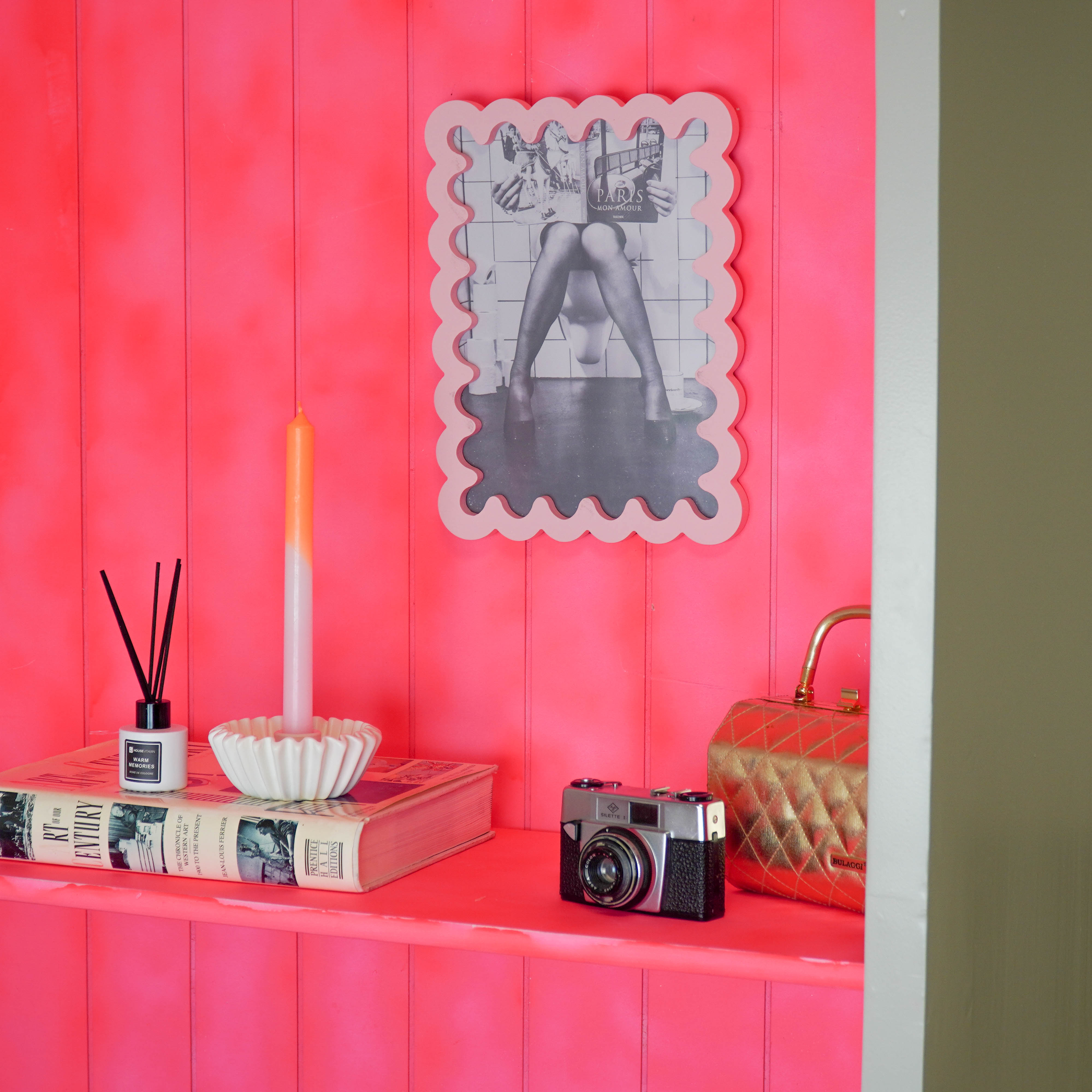 Fotolijst - Golvende Rand - MDF - Licht roze - 24x33x1.5cm