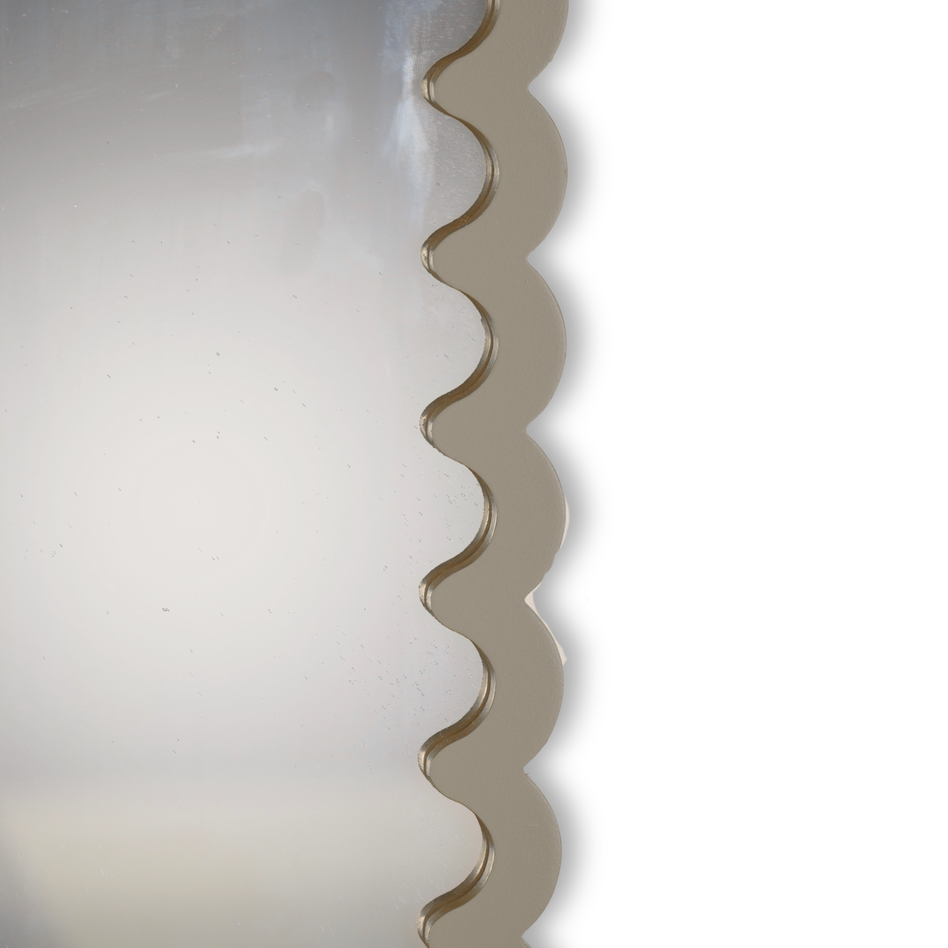 Spiegel - Wand Spiegel met Golvende Rand- MDF - Taupe- 33x43x1.5cm