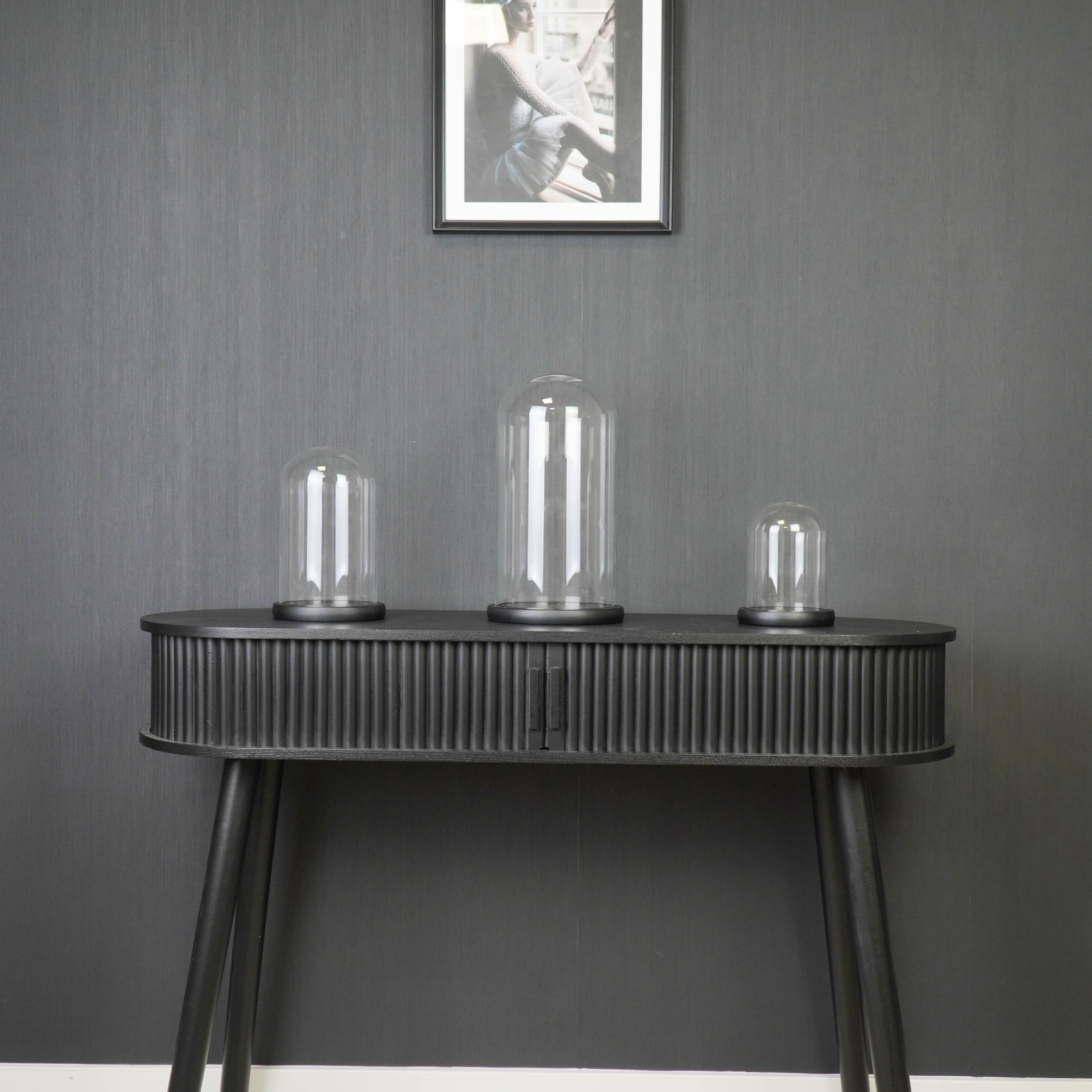 Stolp - Glas/Hout - Zwart - 11x11x15 cm