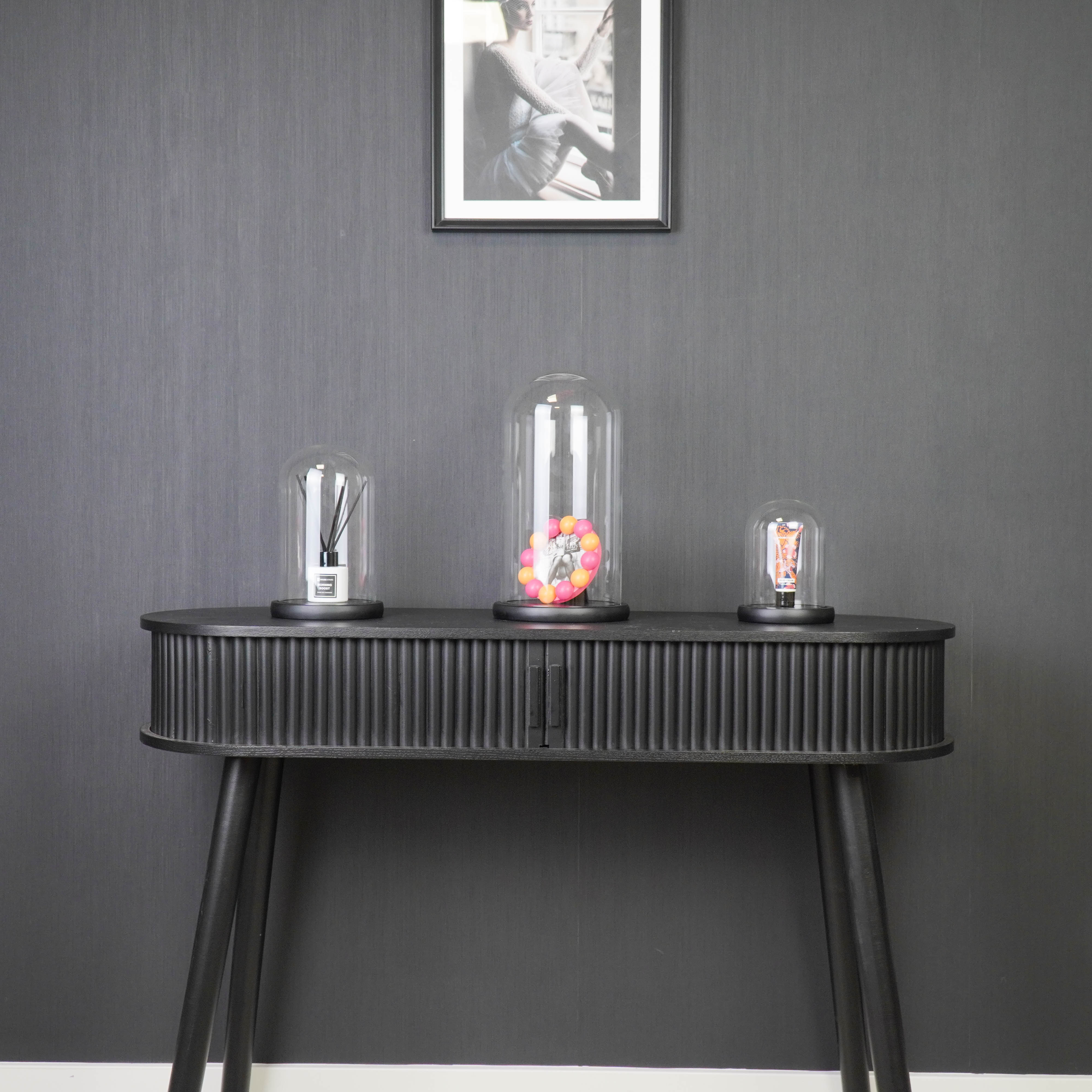 Stolp - Glas/Hout - Zwart - 11x11x15 cm