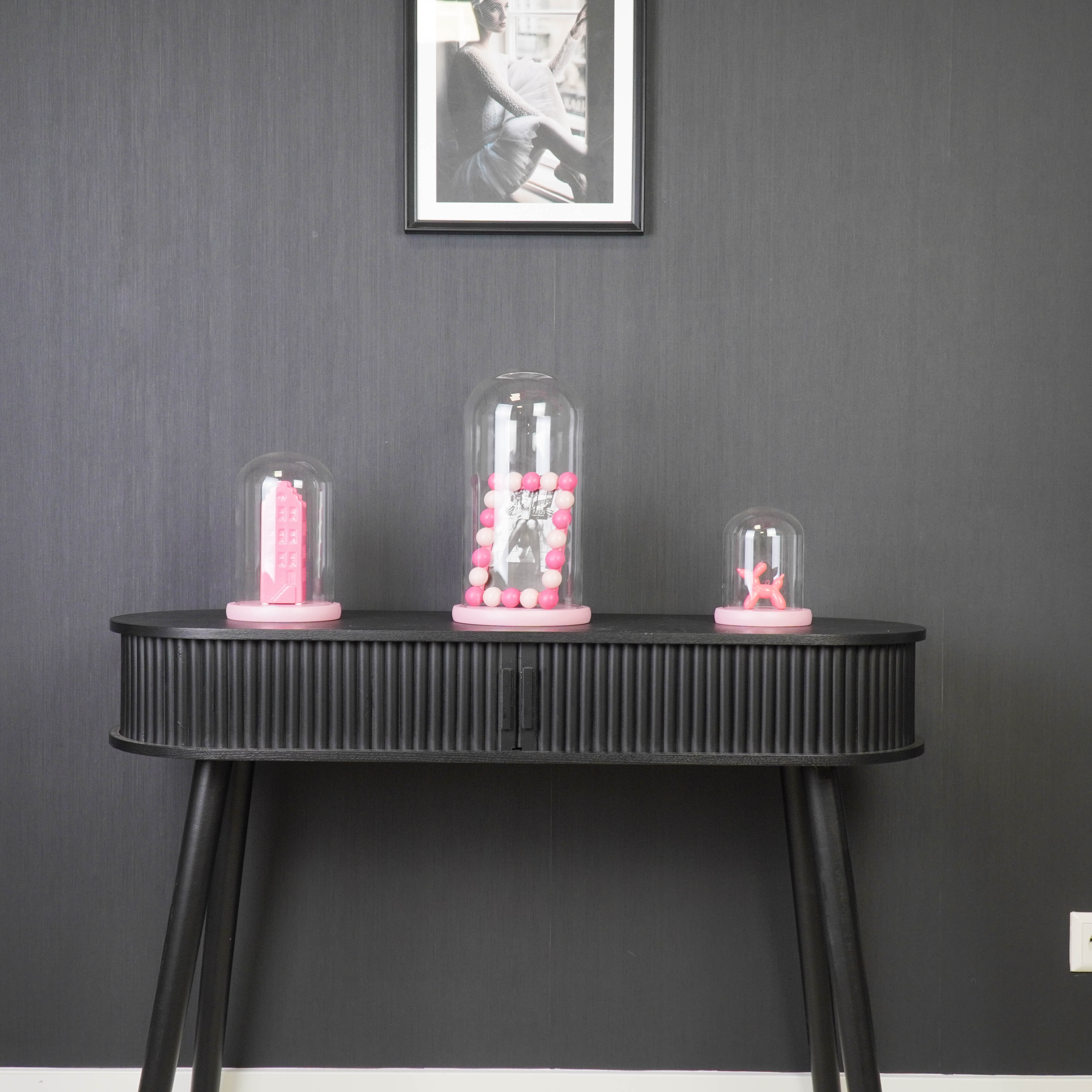 Stolp - Glas/Hout - Licht Roze - 11x11x15 cm