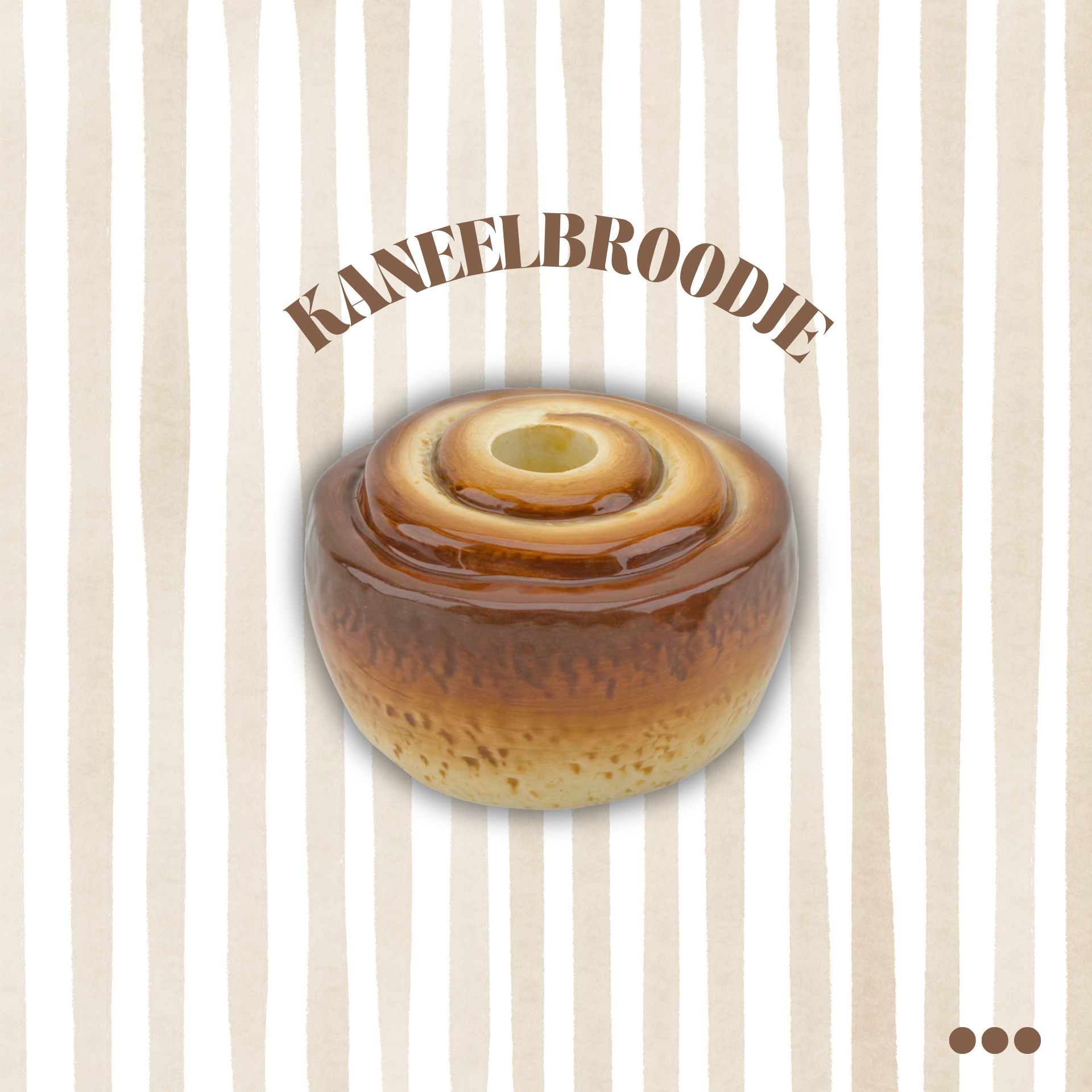 Kaarshouder- Kaneelbroodje Kandelaar - Bruin - Dolomiet - 11x11x6,5cm