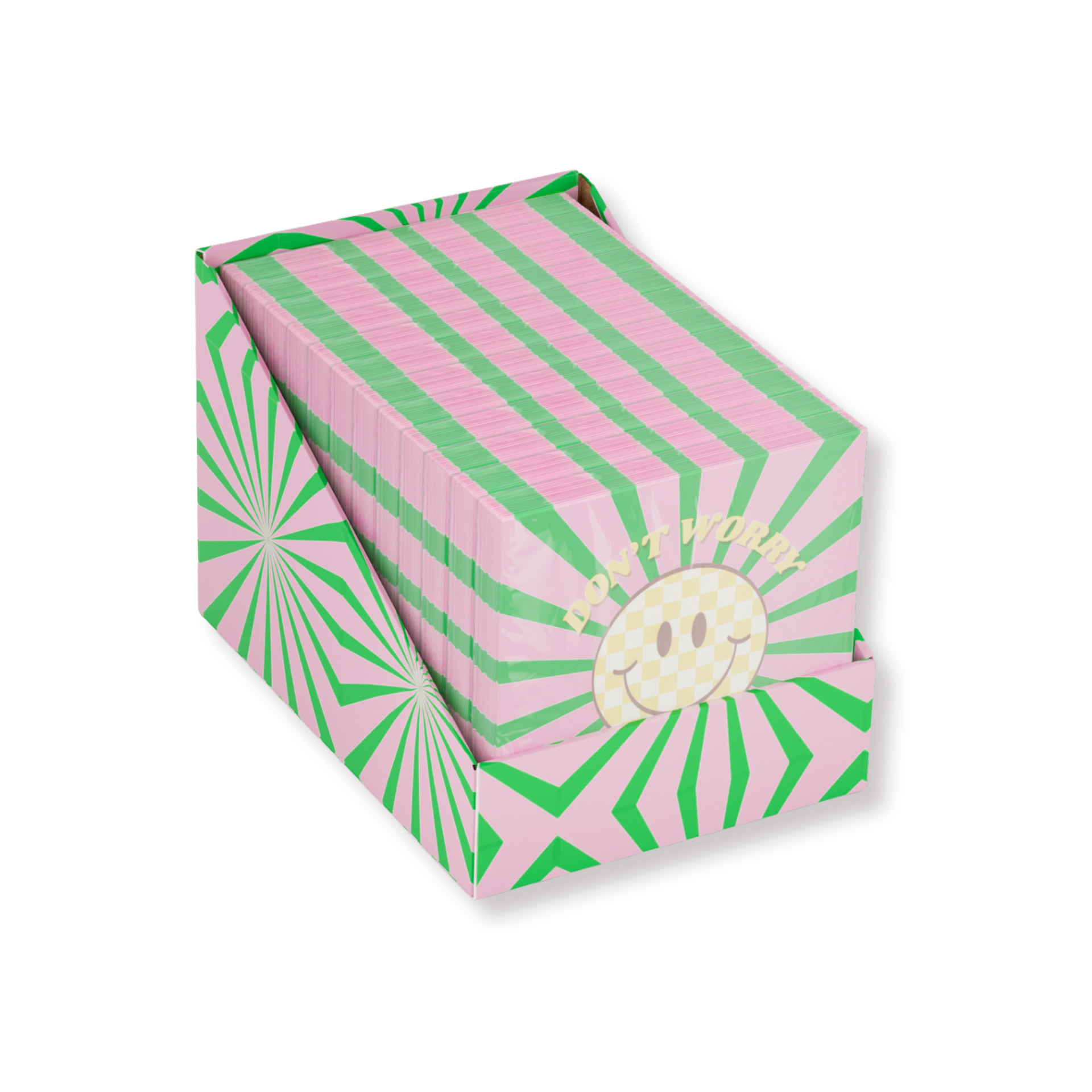 Papieren Servetten 33x33 cm – 3-Laags – FSC – Groen/Roze – 'Don't Worry' – 20 Stuks