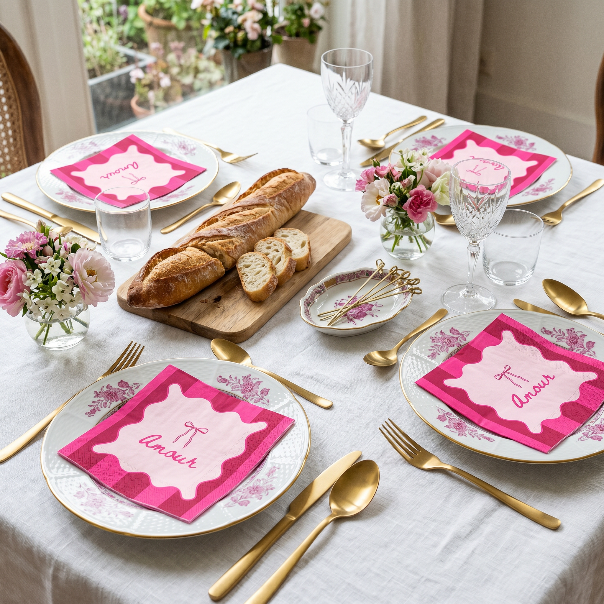 Papieren Servetten - "Amour" - Rood/Roze - 3-Laags - FSC - 33x33 cm - 20 Stuks