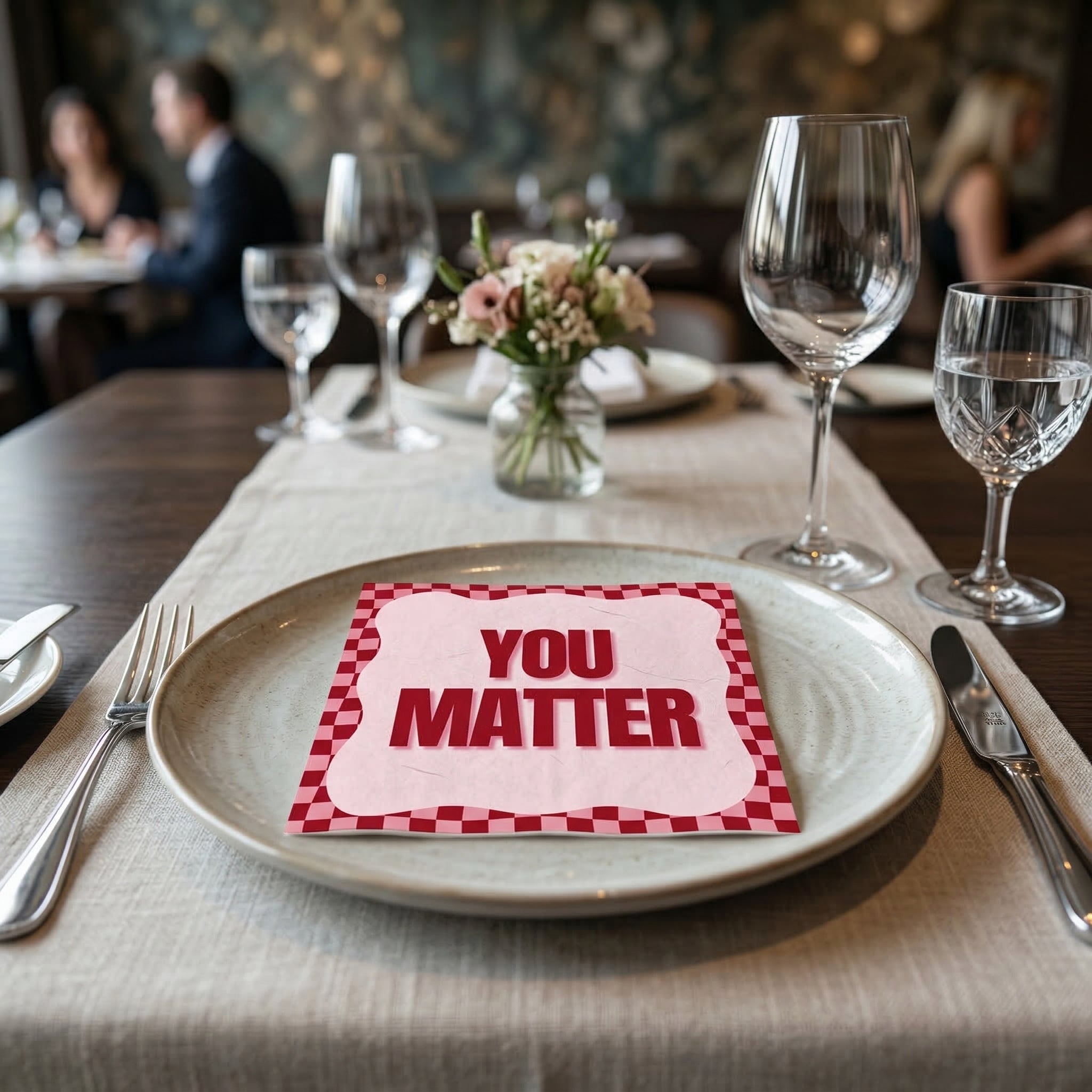 Papieren Servetten 33x33 cm – 3-Laags – FSC –Roze/Rood – 'You Matter' – 20 Stuks