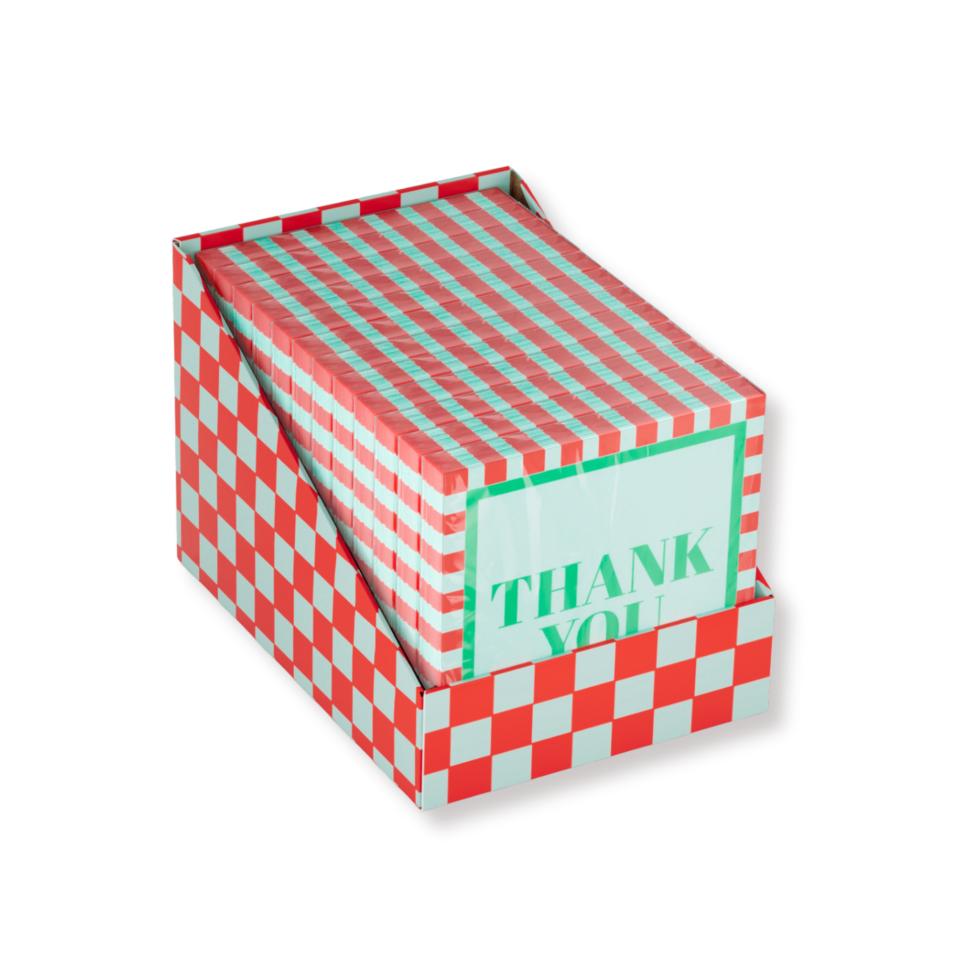 Papieren Servetten 33x33 cm – 3-Laags – FSC –Mint/Rood/Groen – 'Thank you' – 20 Stuks