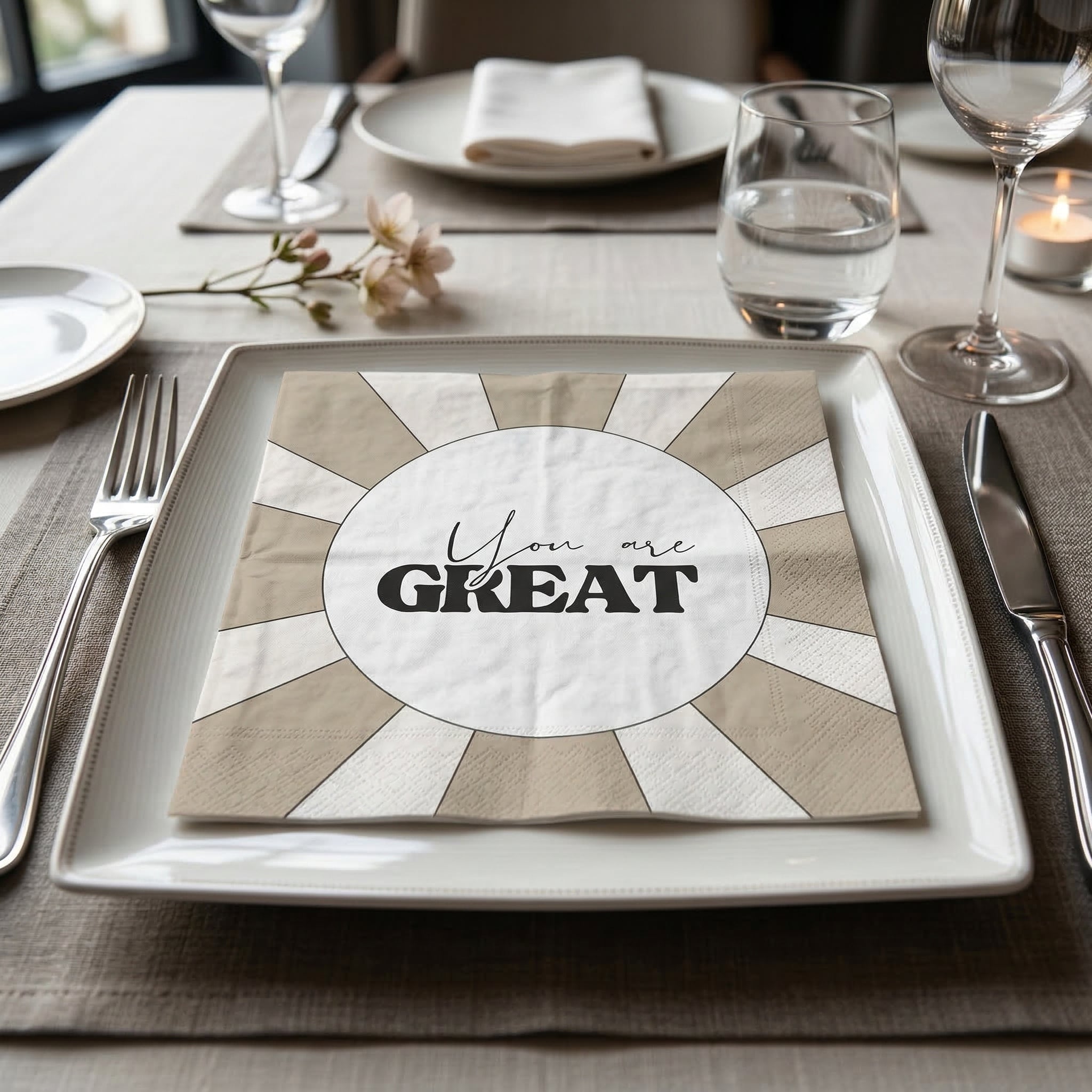 Paper Napkins “You are great” – FSC – 3-Ply – 33x33 cm – Display Pack, 12 Packs (20 Pieces per Pack)