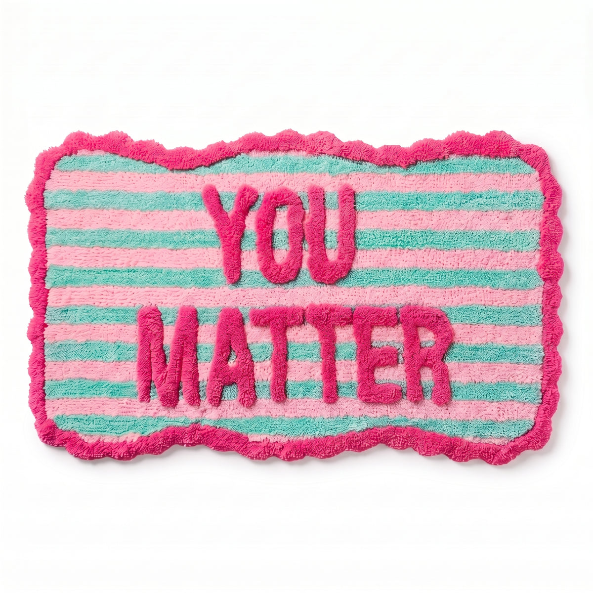 Badmat - You Matter - Katoen/ Polyester - Roze/ Mint- 80x50x1 cm